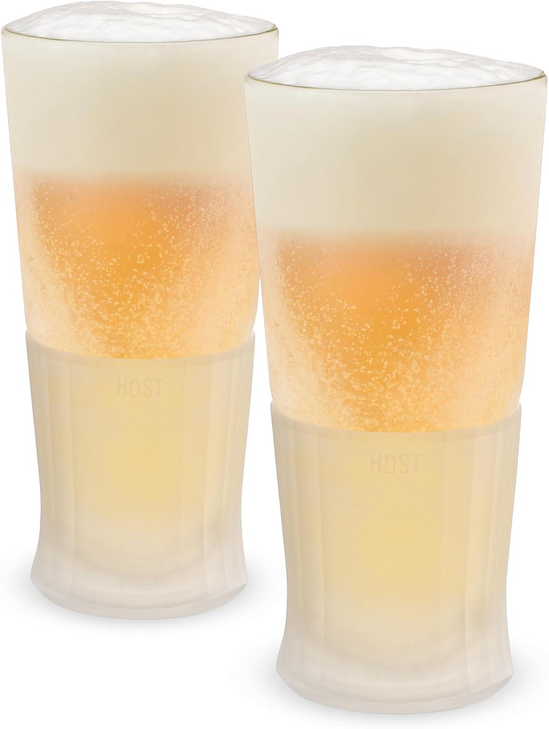 Glass Beer FREEZE Cooling Cups (Set of 2)