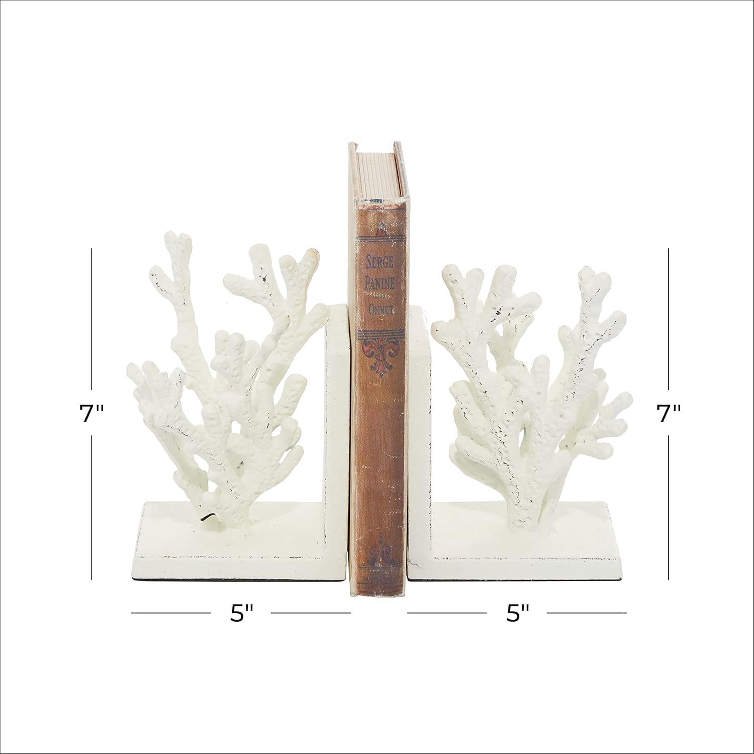 DecMode 5" Coral White Metal Bookends (Set of 2)