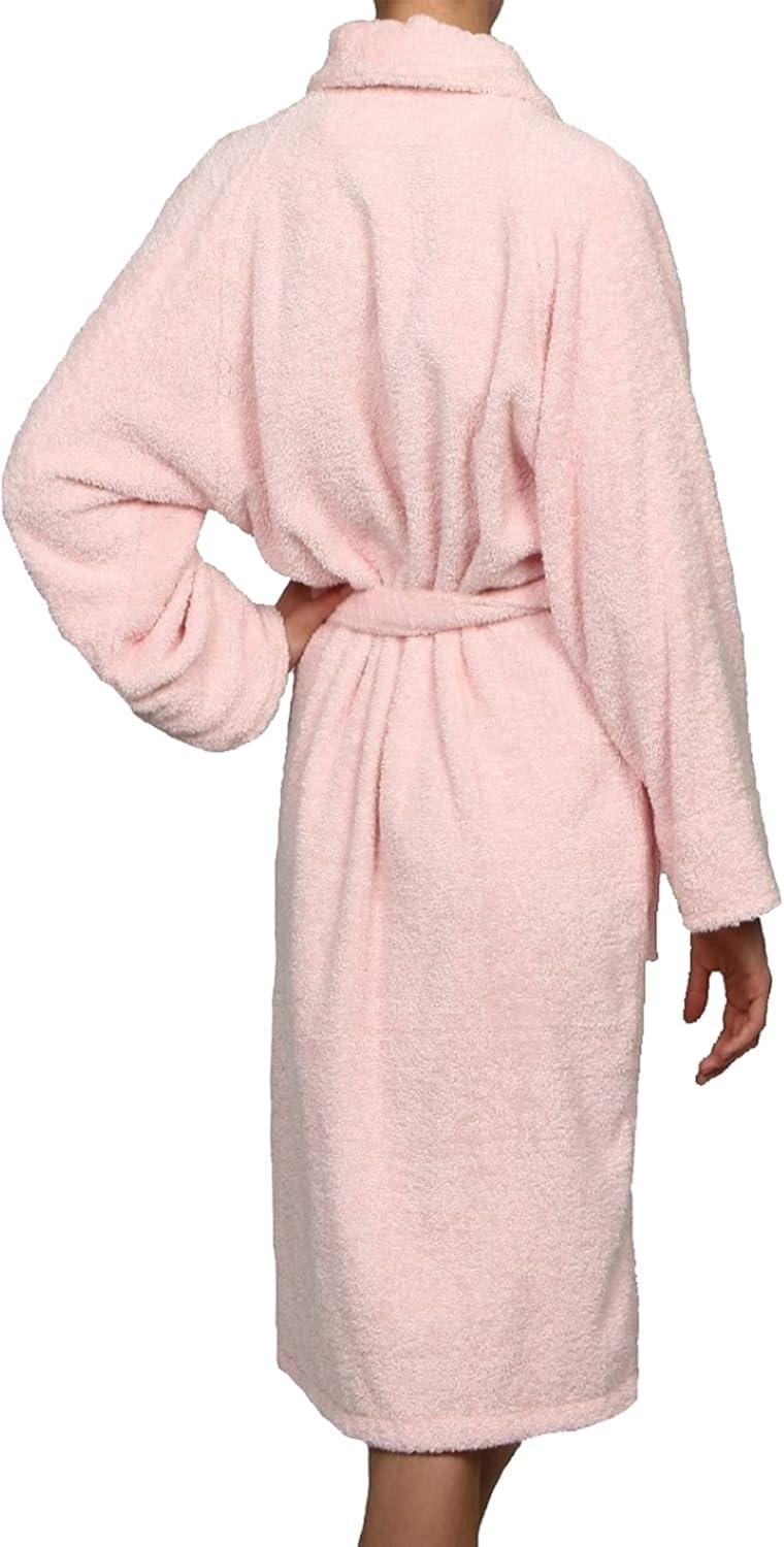 Superior Cotton Terry Adult Unisex Soft Lightweight Bathrobe, Extra-Large, Pink