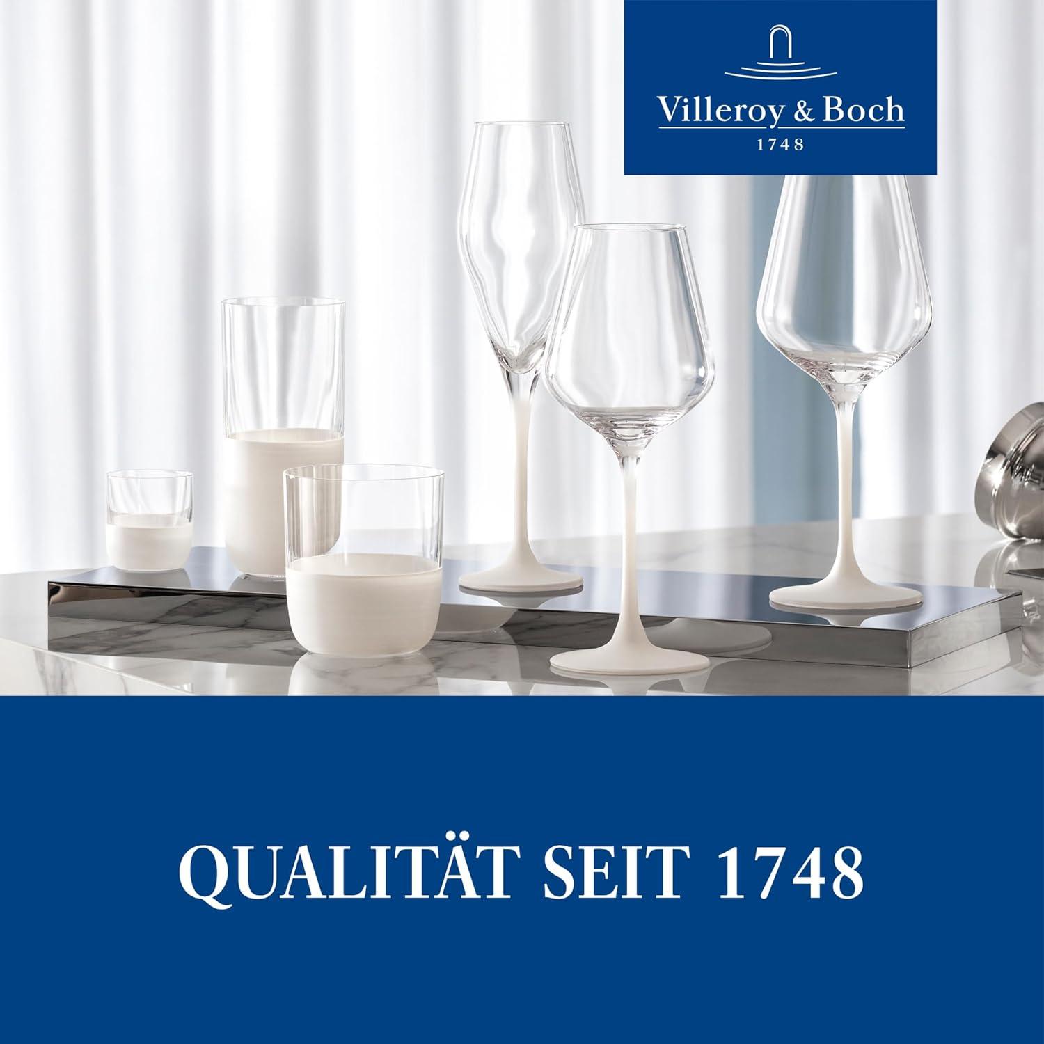 Set of 4 Matte White and Clear Crystal Long Drink Tumblers