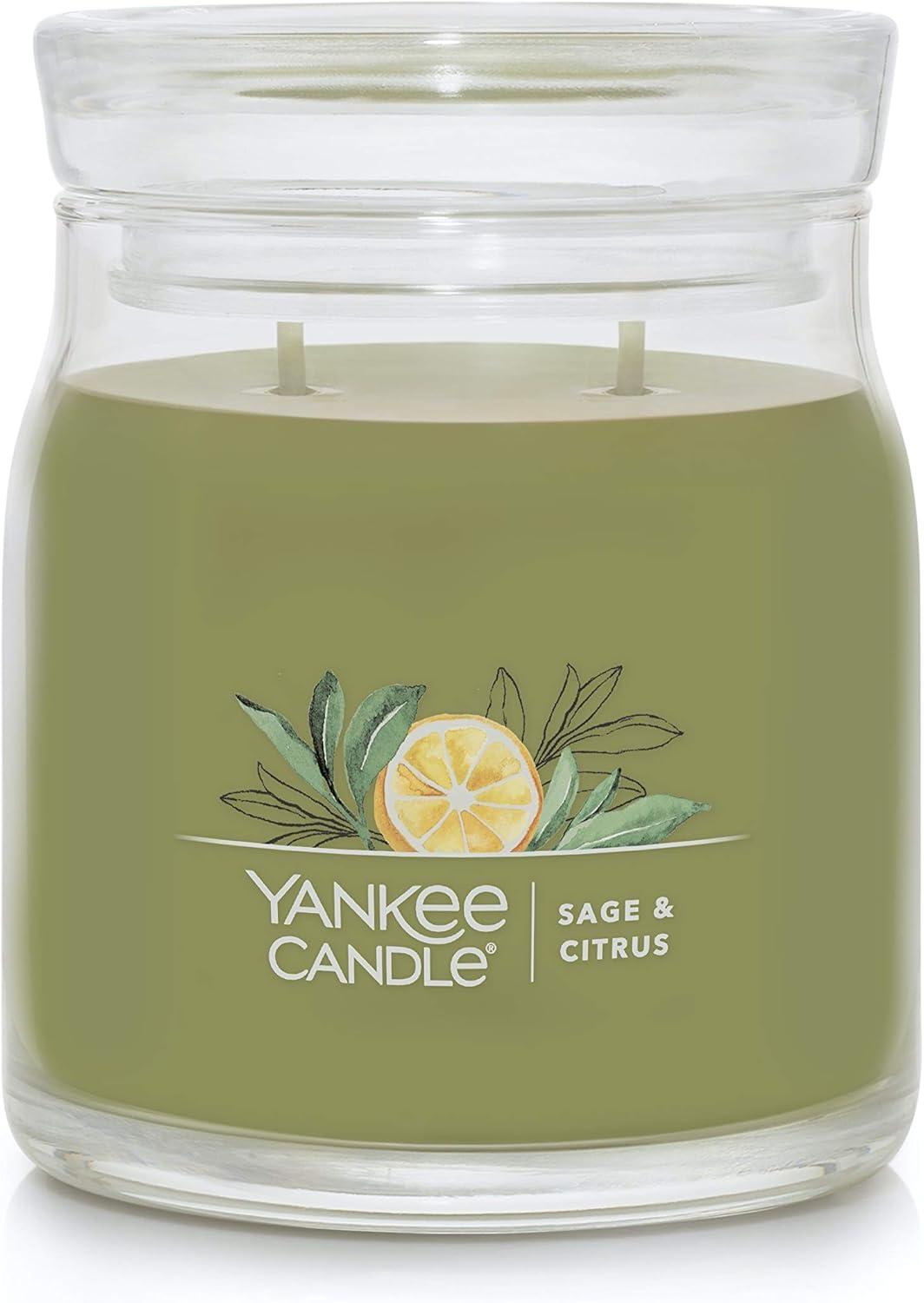 Sage and Citrus Scented Green Soy Jar Candle