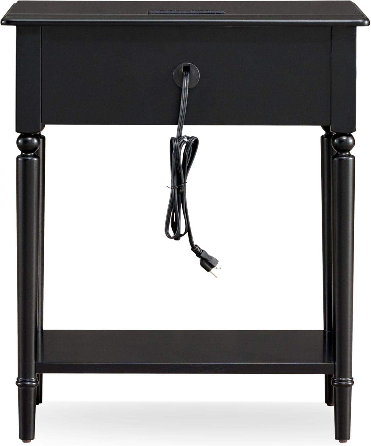 Leick Home Coastal Notions Wood Nightstand with AC/USB Charger in Black