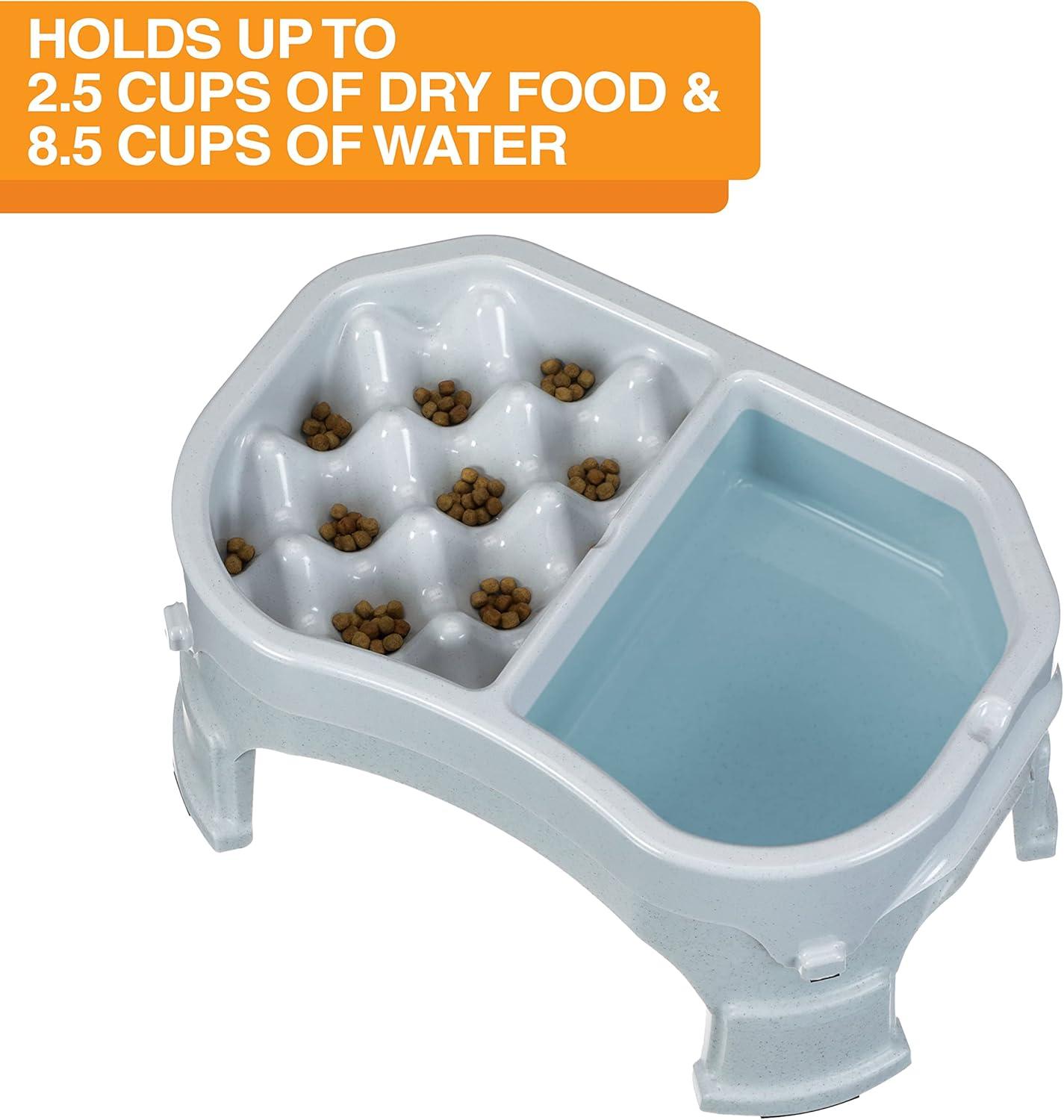 Neater Pet Brands Raised Neater Slow Feeder Double Diner - Elevated & Adjustable Feeding Height - Improves Digestion, Stops Obesity, and Slows Down Eating, Vanilla Bean