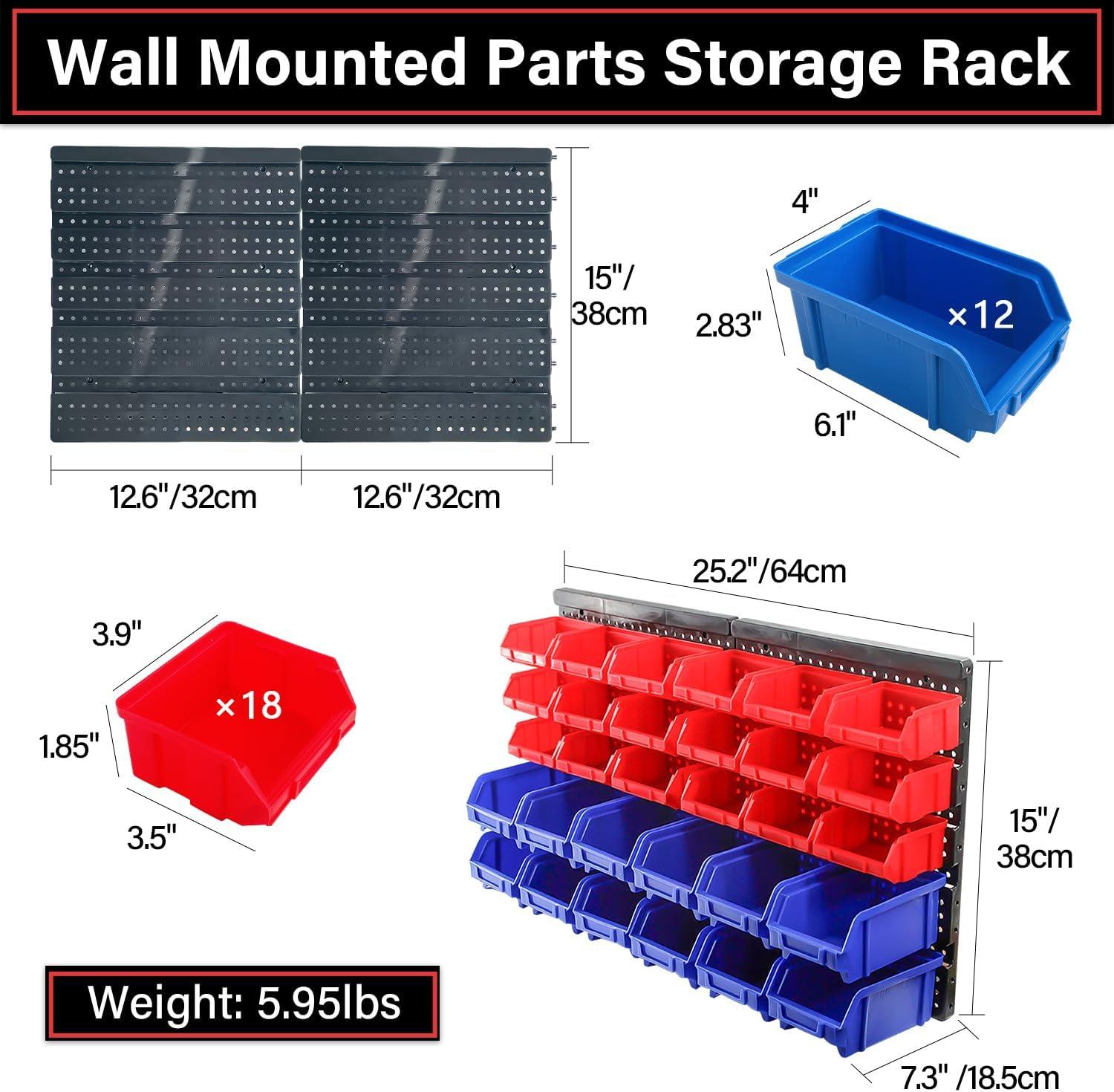 Stalwart Wall-Mounted Garage Storage Bins for Garage Organization, Craft Supply Storage, Tool Box Organizer