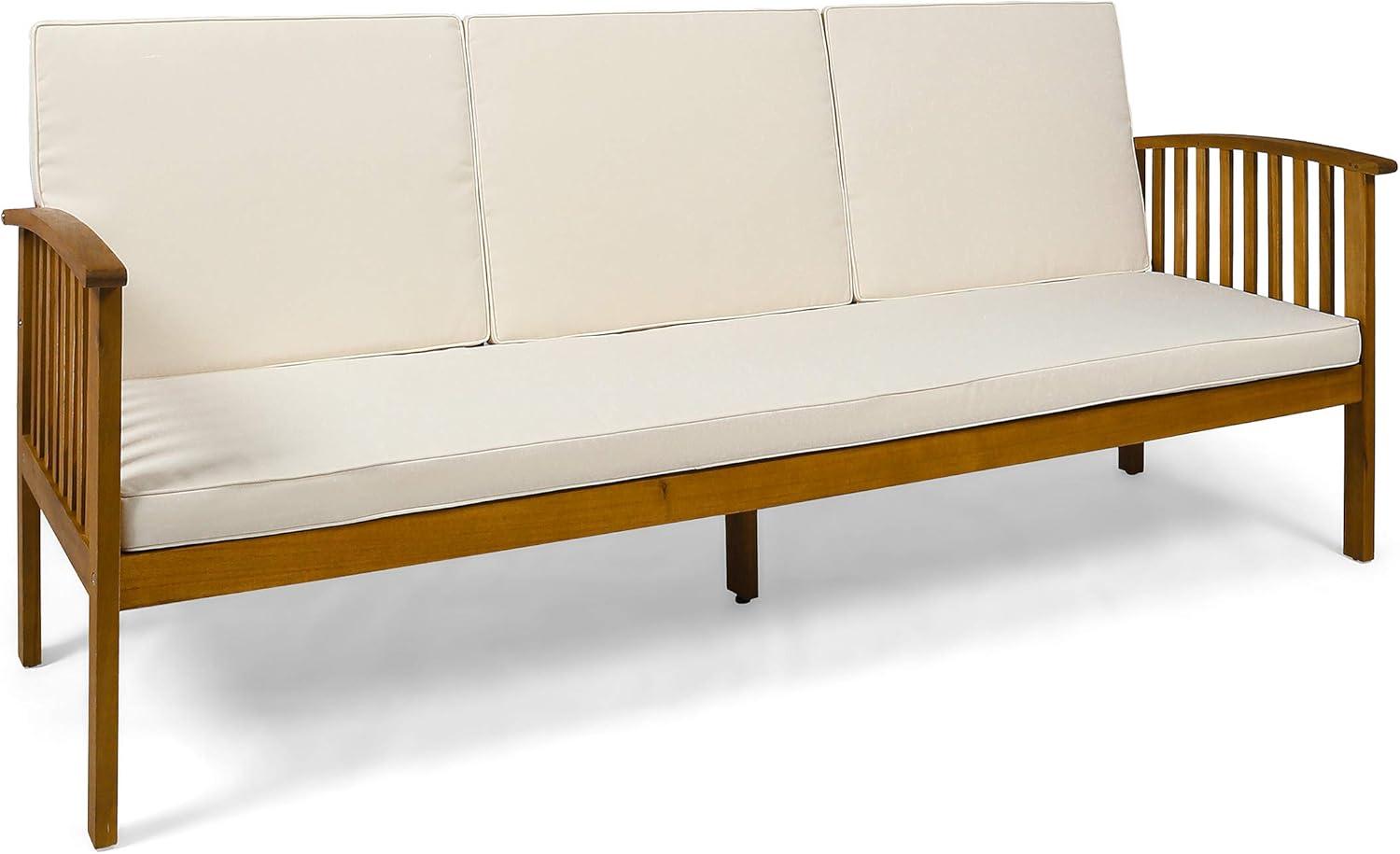 Carolina Acacia Wood Patio Sofa Teak - Christopher Knight Home: Weather-Resistant Outdoor Couch with Cushions