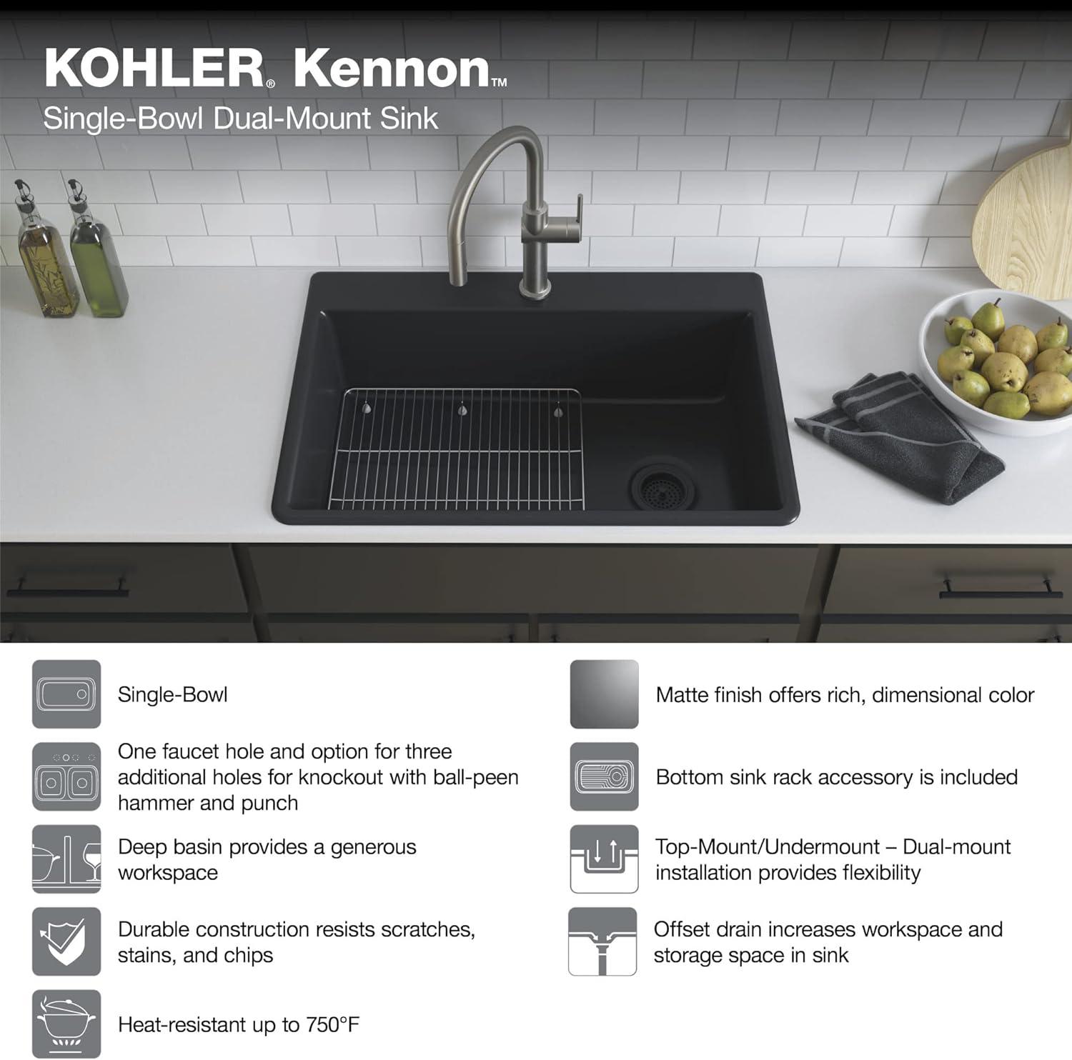 Kennon™ 33" x 22" x 10-1/8" Neoroc™ Under-Mount Single-Bowl Kitchen Sink