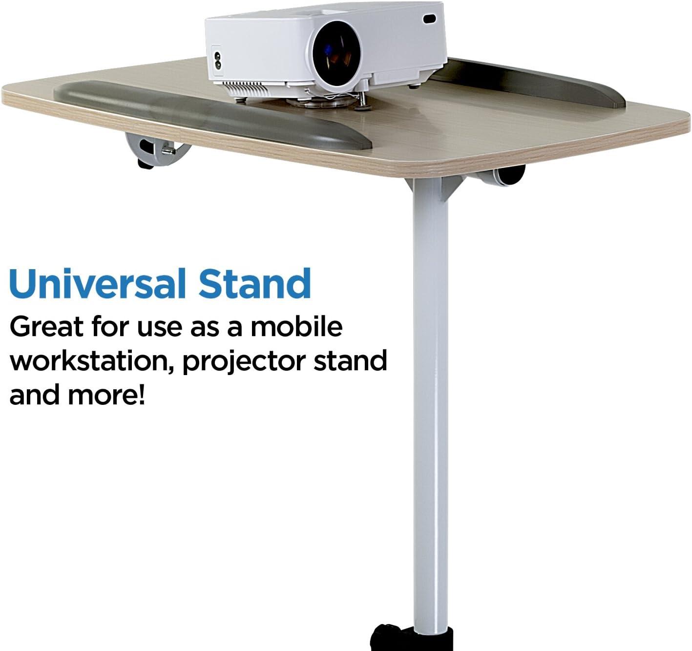 Mount-It! Rolling Mobile Standing Desk - Small Rolling Desk for Laptop, Over Bed Hospital Medical Tray, Projector Stand, Mobile Music Stand, Height Adjustable Tilting Wood with Lockable Wheels