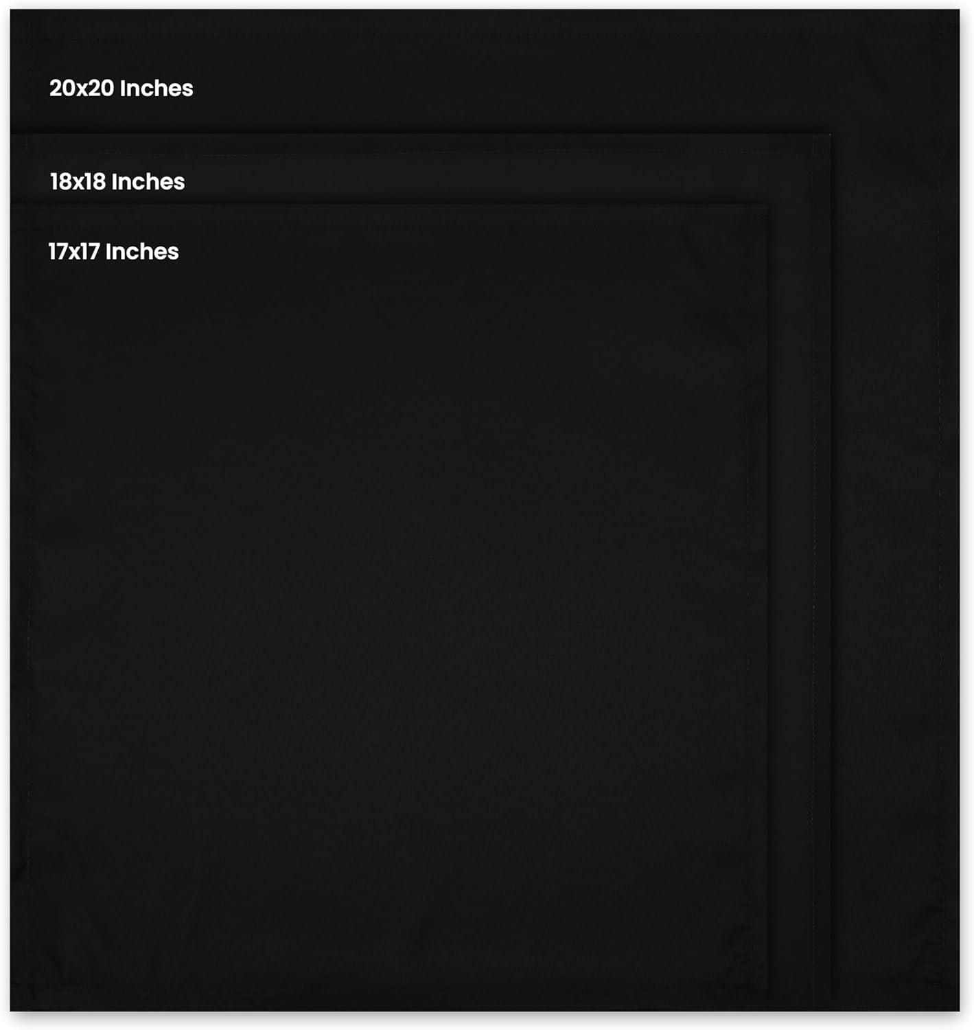 Black Polyester 20x20 Inch Cloth Napkins, 12 Pack