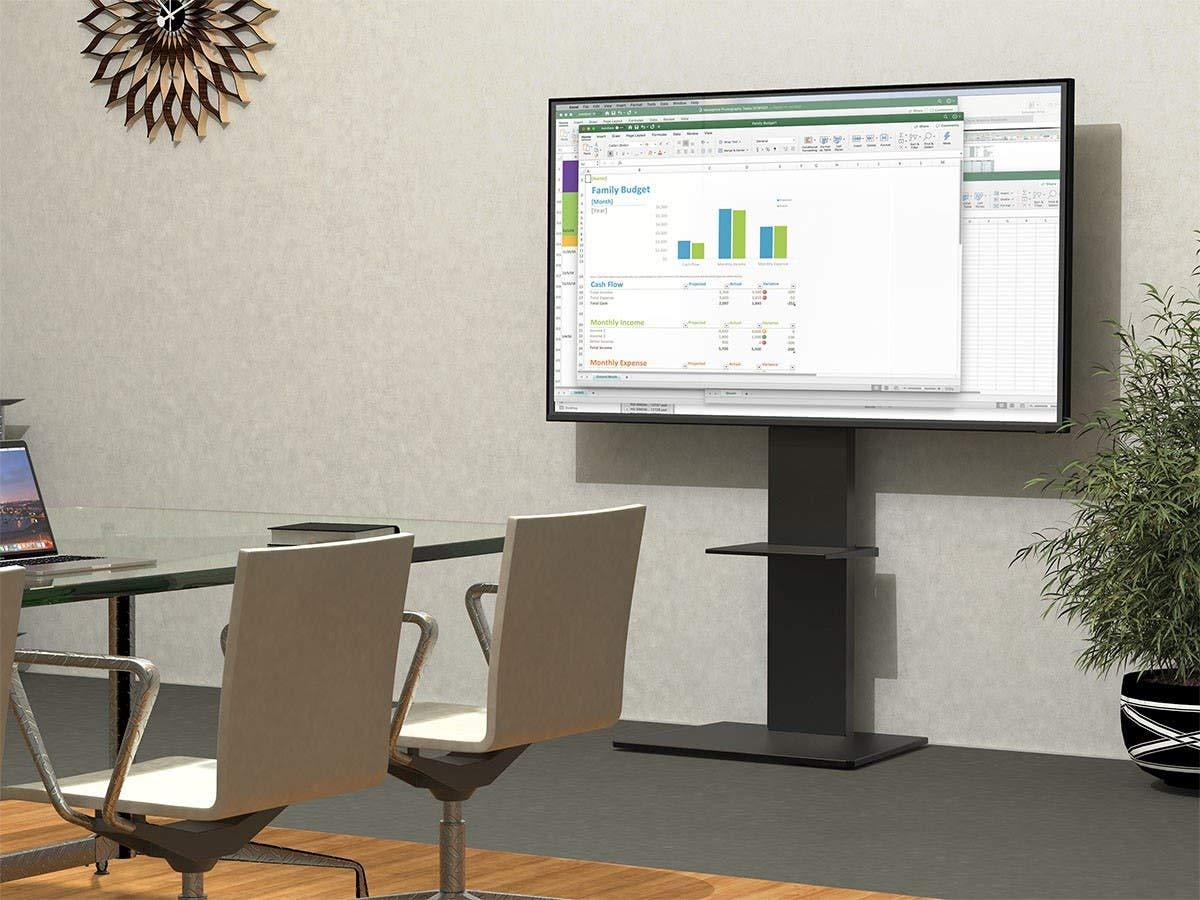 Monoprice TV Mount and Stand - Black, With Shelf for Displays 37in to 70in, Max Weight 88lbs., VESA Patterns up to 600x400 - Commercial Series