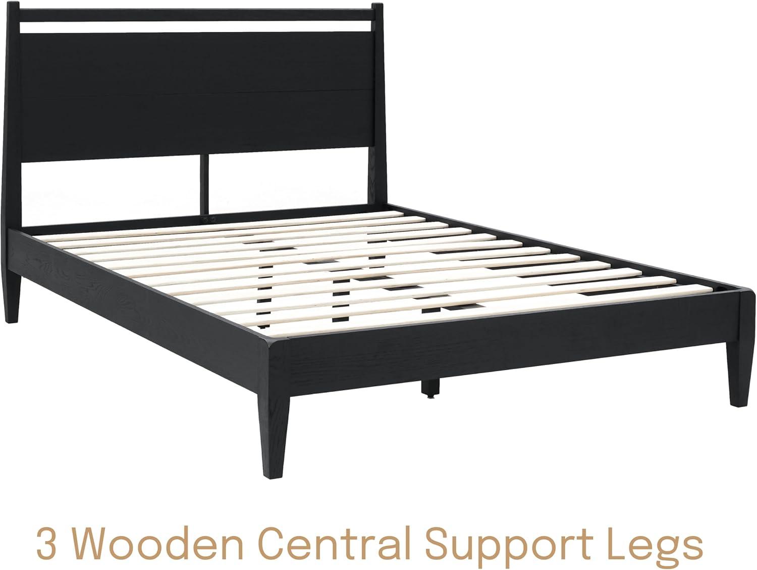 NTC Adept Solid Wood Bed Frame with Headboard and Silent Slats, 1000 Lb Capacity Bed Frame