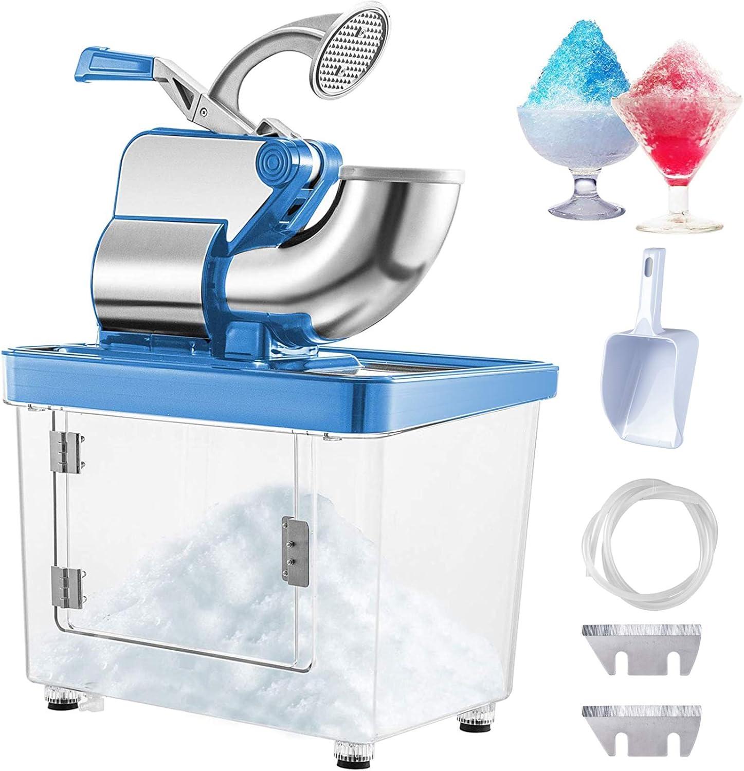 Commercial Stainless Steel Electric Ice Crusher with Blue PC Storage Box