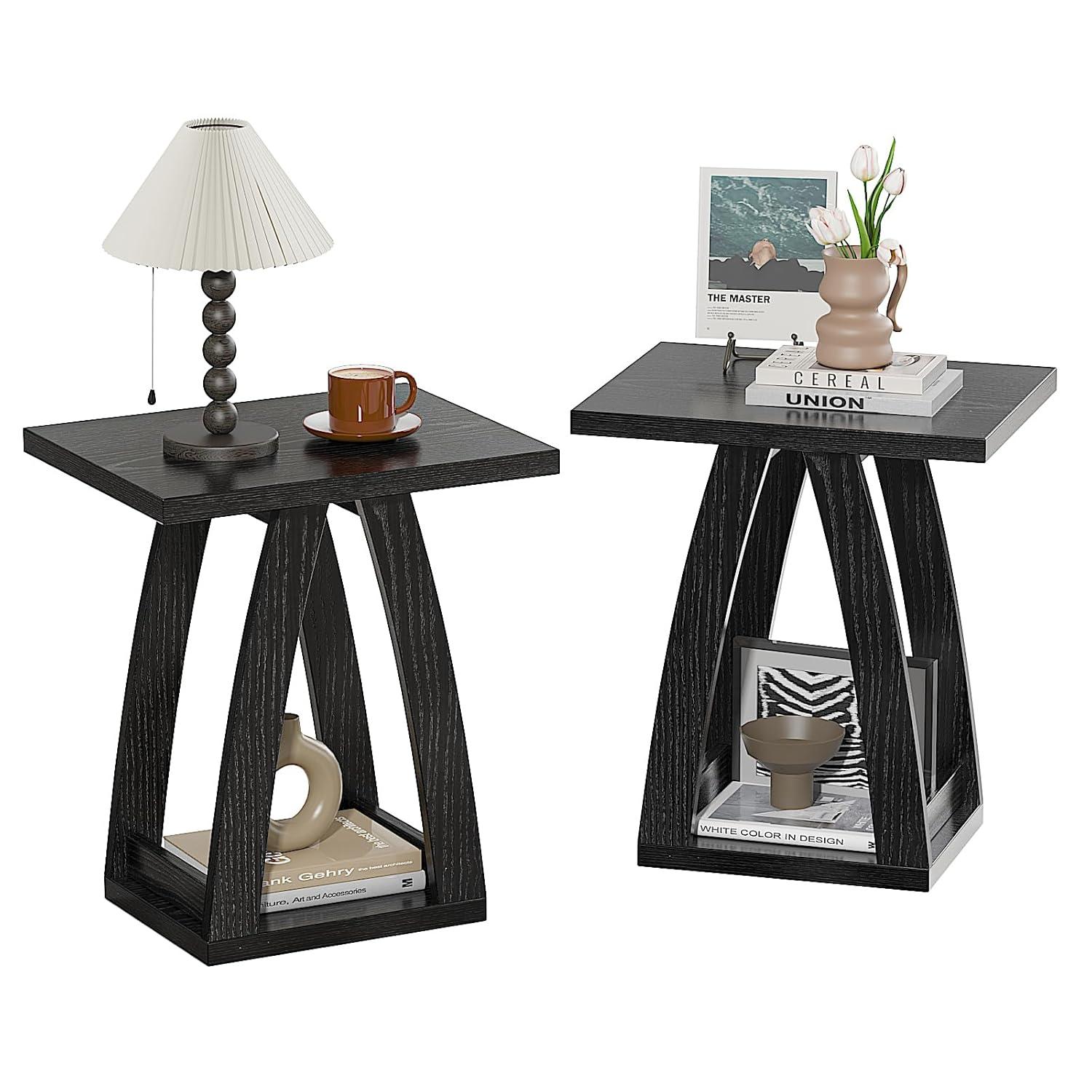 Latitude Run® End Table Set Of 2, Side Table, Nightstand, Sofa Side Table With Shelf, Modern End Table For Living Room, Bedroom