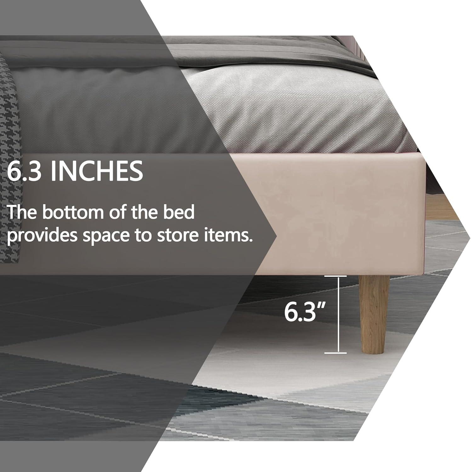 alazyhome Upholstered Platform Twin Size Bed Frame with Headboard Wooden Slats Support No Noise Easy Assembly Black Linen