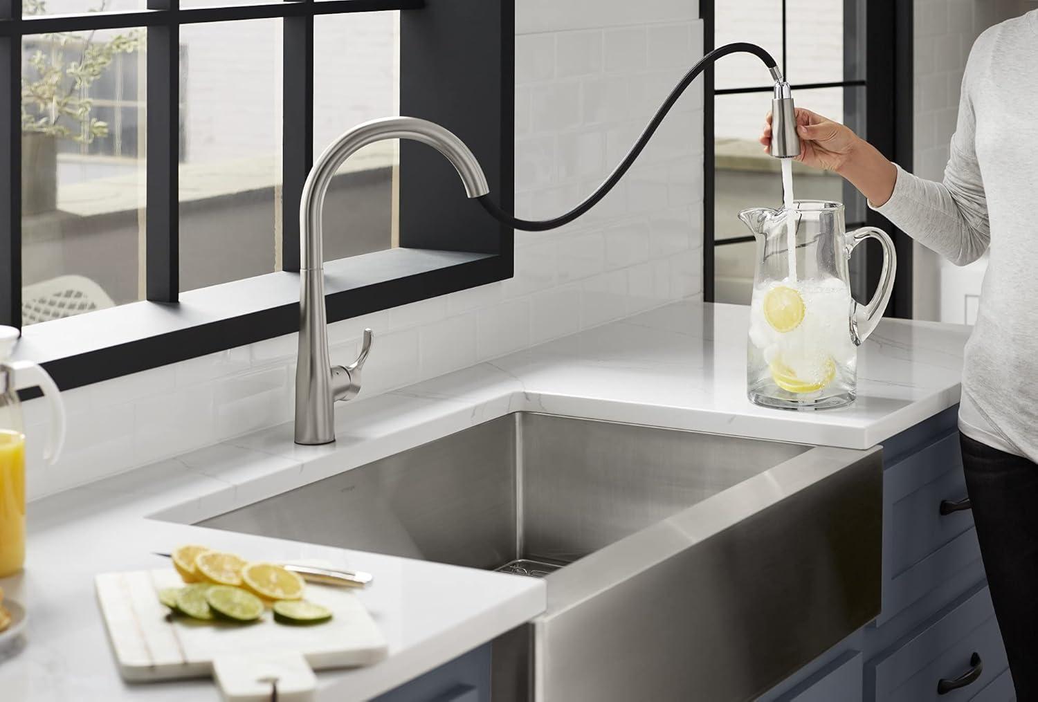 Simplice Touchless Pull-Down Kitchen Sink Faucet with Three-Function Sprayhead