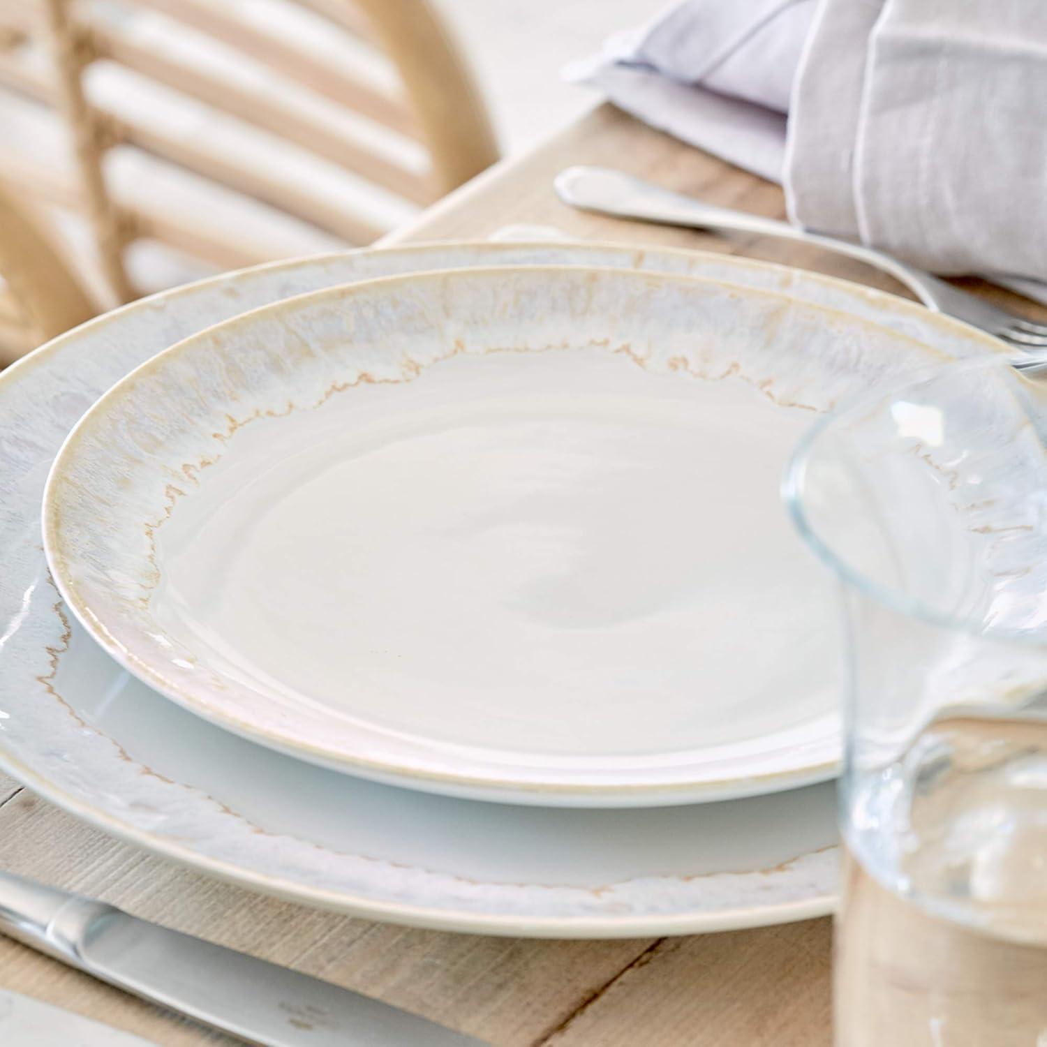 White Ceramic 16'' Oval Platter with Reactive Glaze