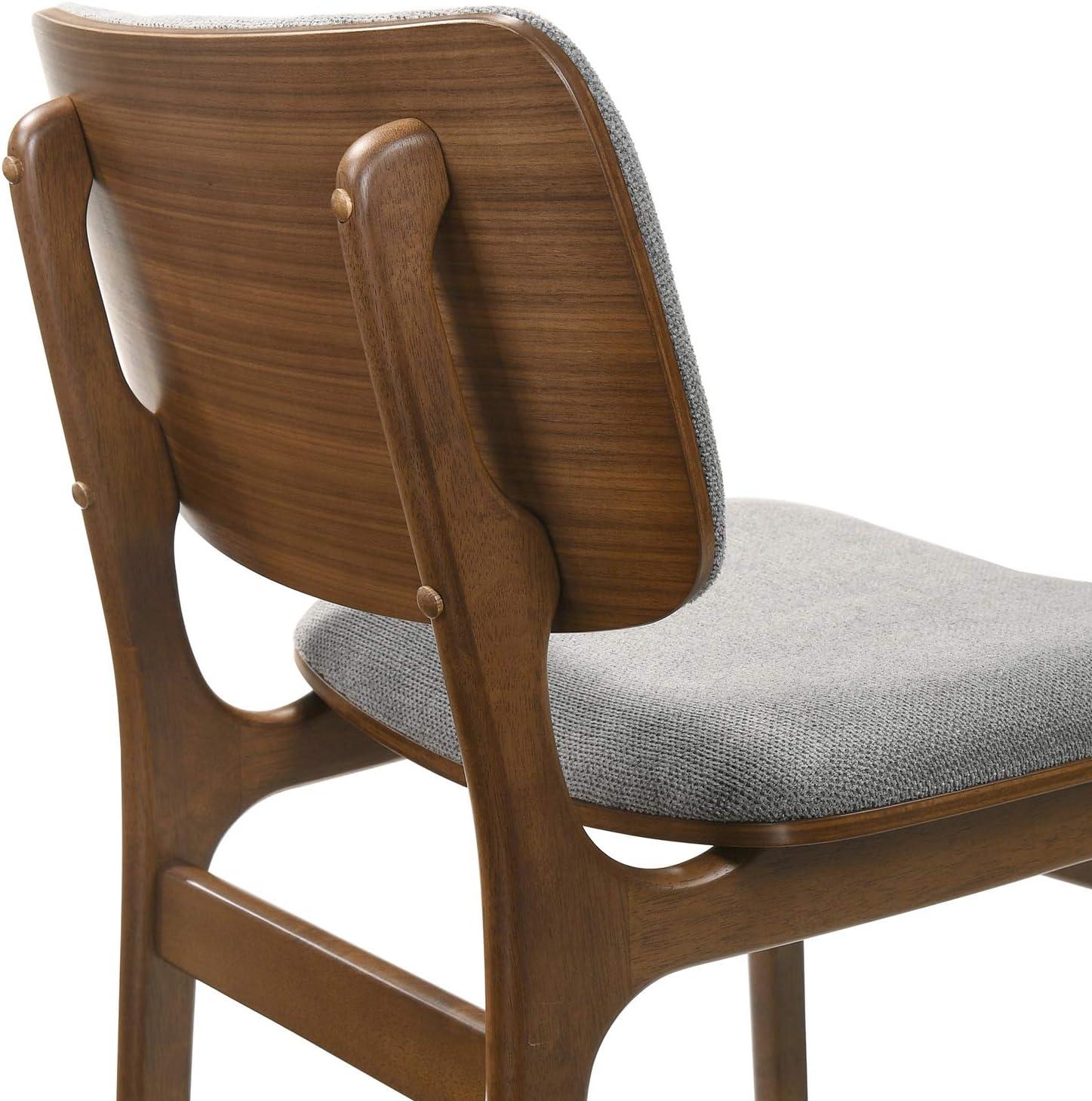 Set of 2 Lima Upholstered Wood Dining Chairs Walnut - Armen Living: Mid-Century Modern, Rubberwood Frame, Gray Polyester