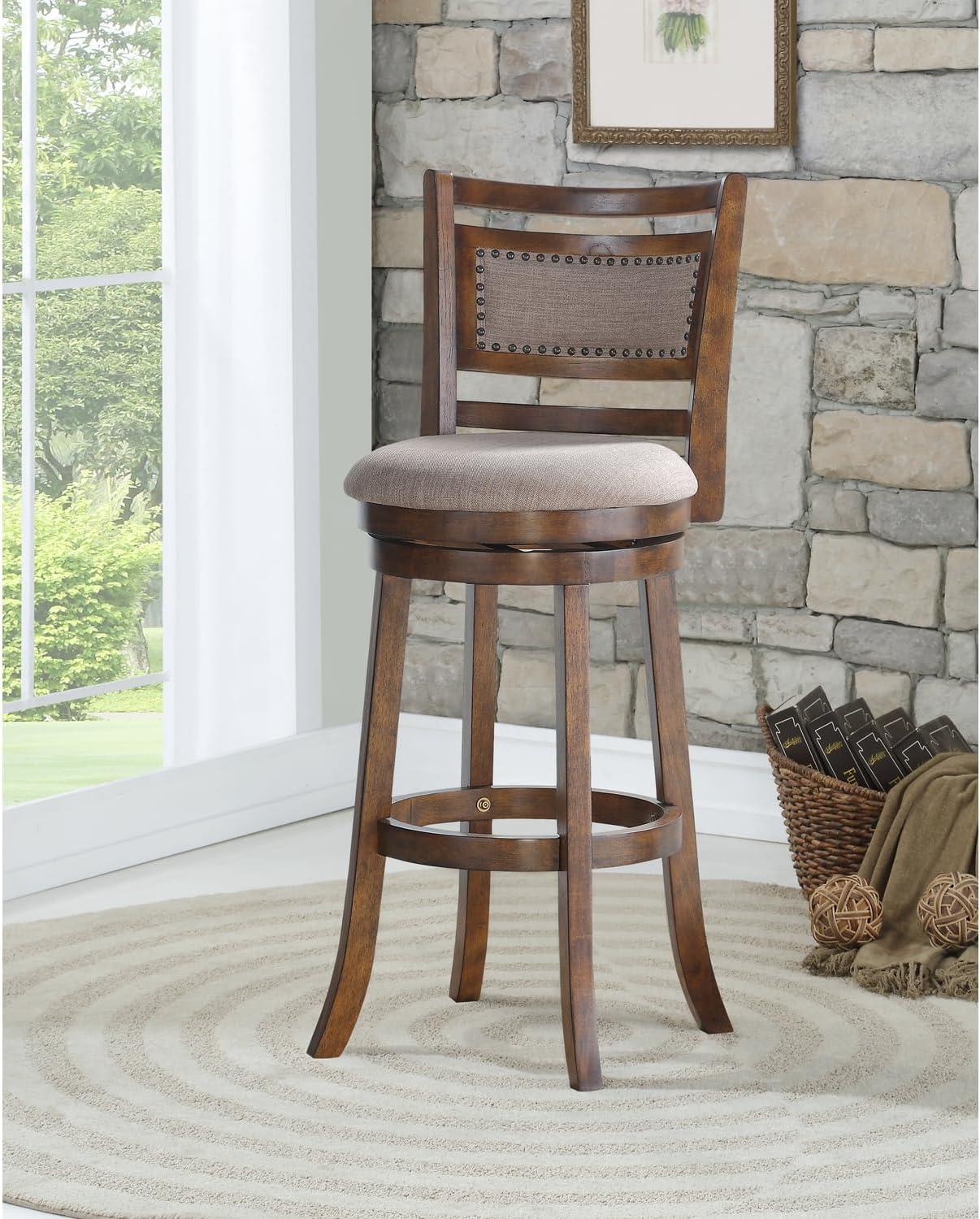New Classic Furniture, Aberdeen Brown Solid Wood Swivel Bar Stool (Set of 2), Brown