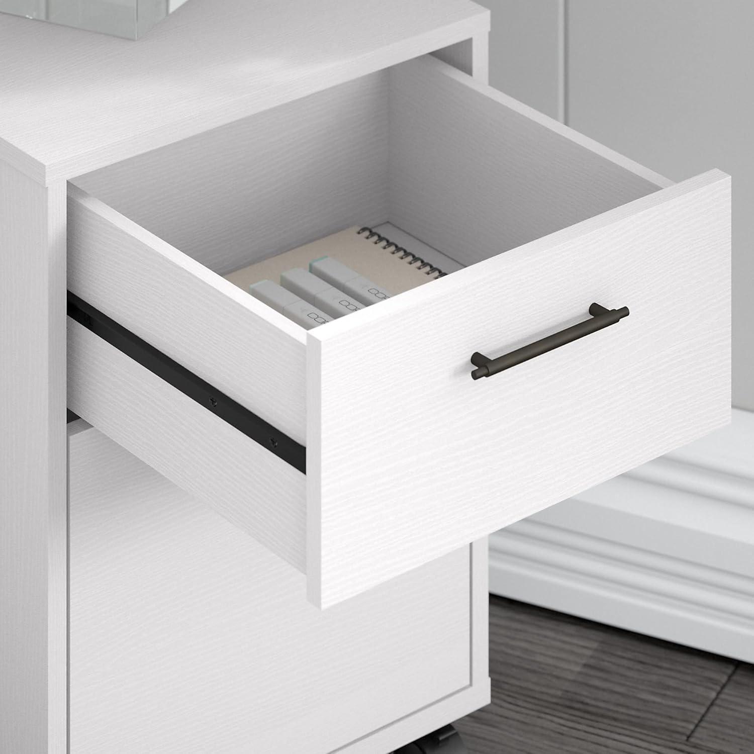 Pure White Oak Mobile Pedestal File Cabinet with Locking Casters