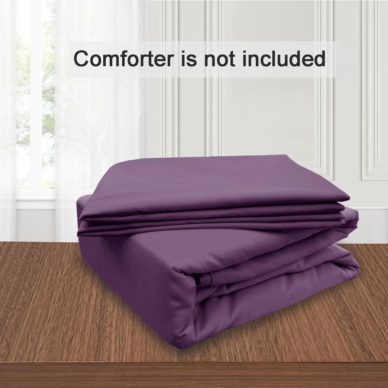 Nestl 3pc Duvet Cover Set, Luxury Microfiber Duvet Cover King with Pillow Shams, Purple Eggplant