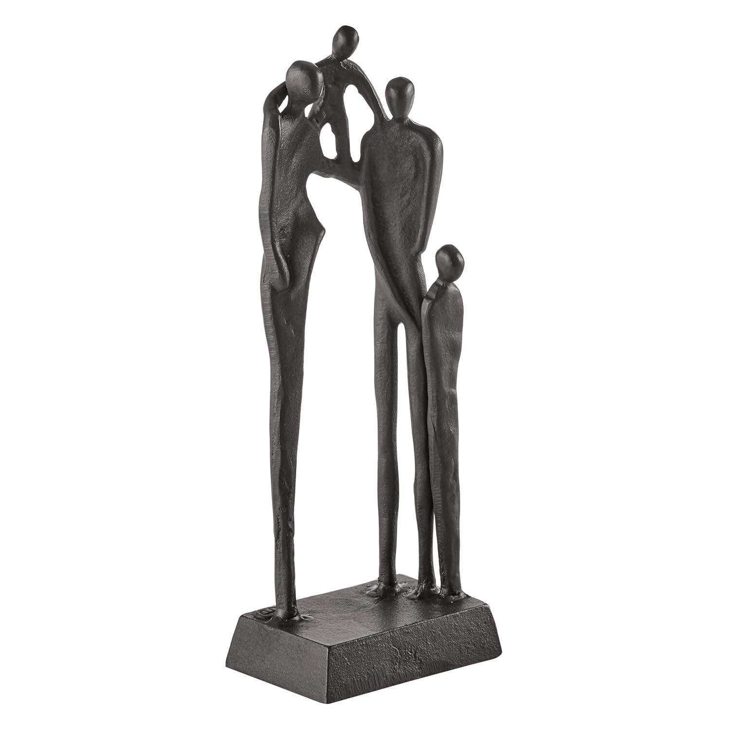 Danya B Brown Cast Iron Abstract Family of Four Together Sculpture - Tabletop Figurine For Desks, Accent Tables, or Shelves