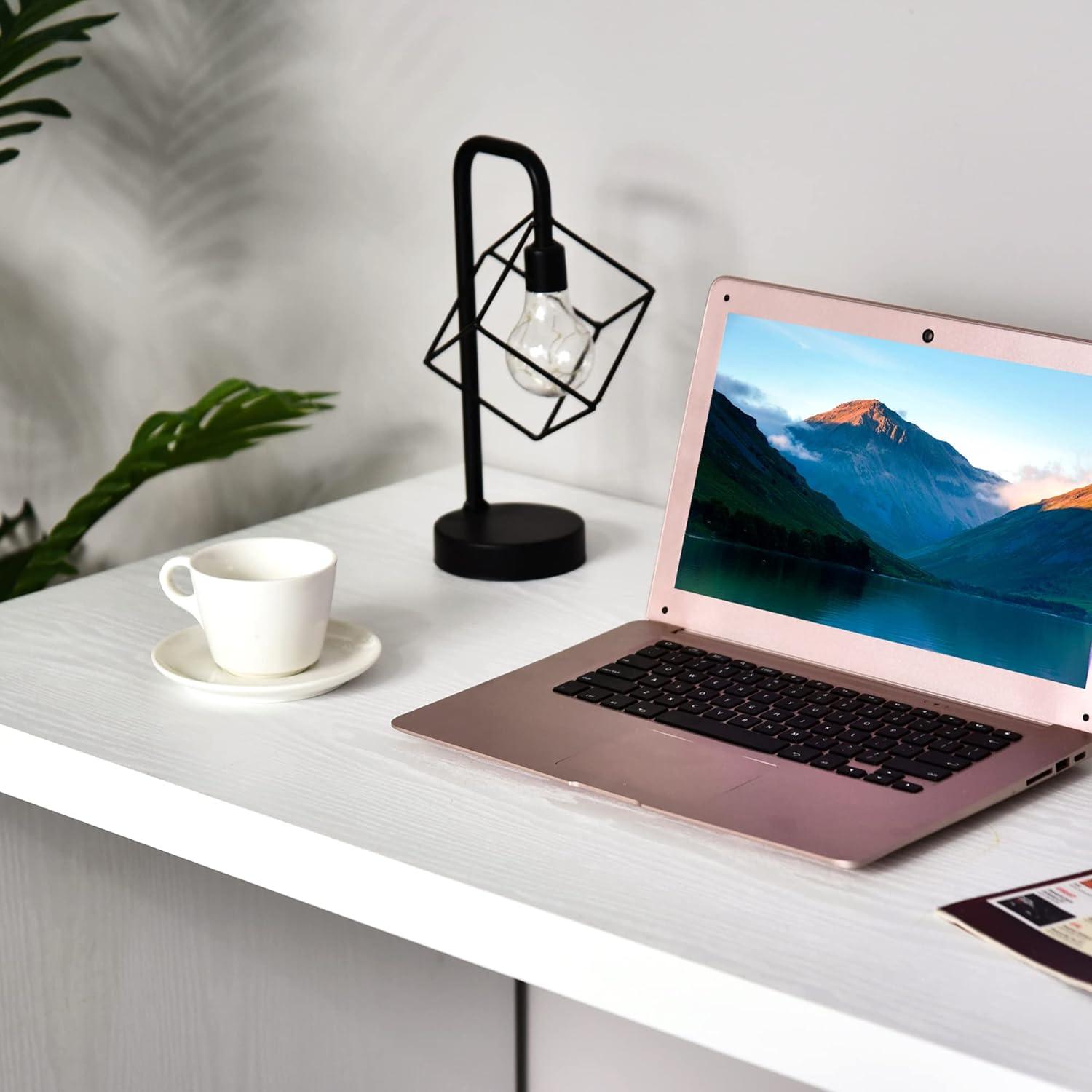 White Foldable L-Shaped Corner Writing Desk with Shelves