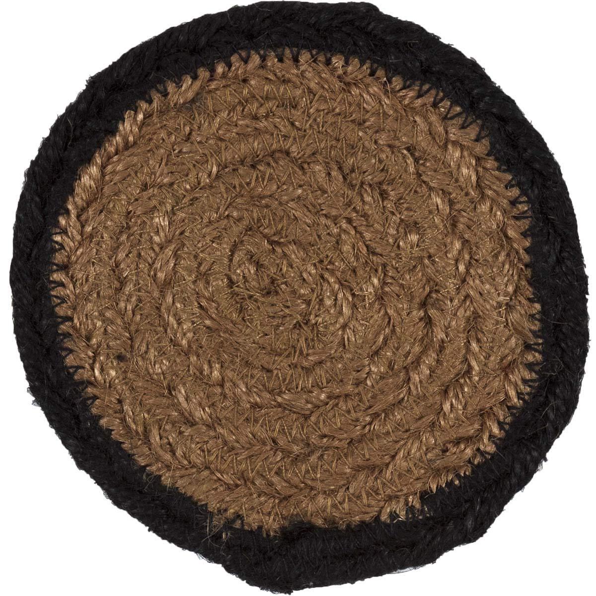 Rustic Black and Tan Jute Star Coasters Set of 6