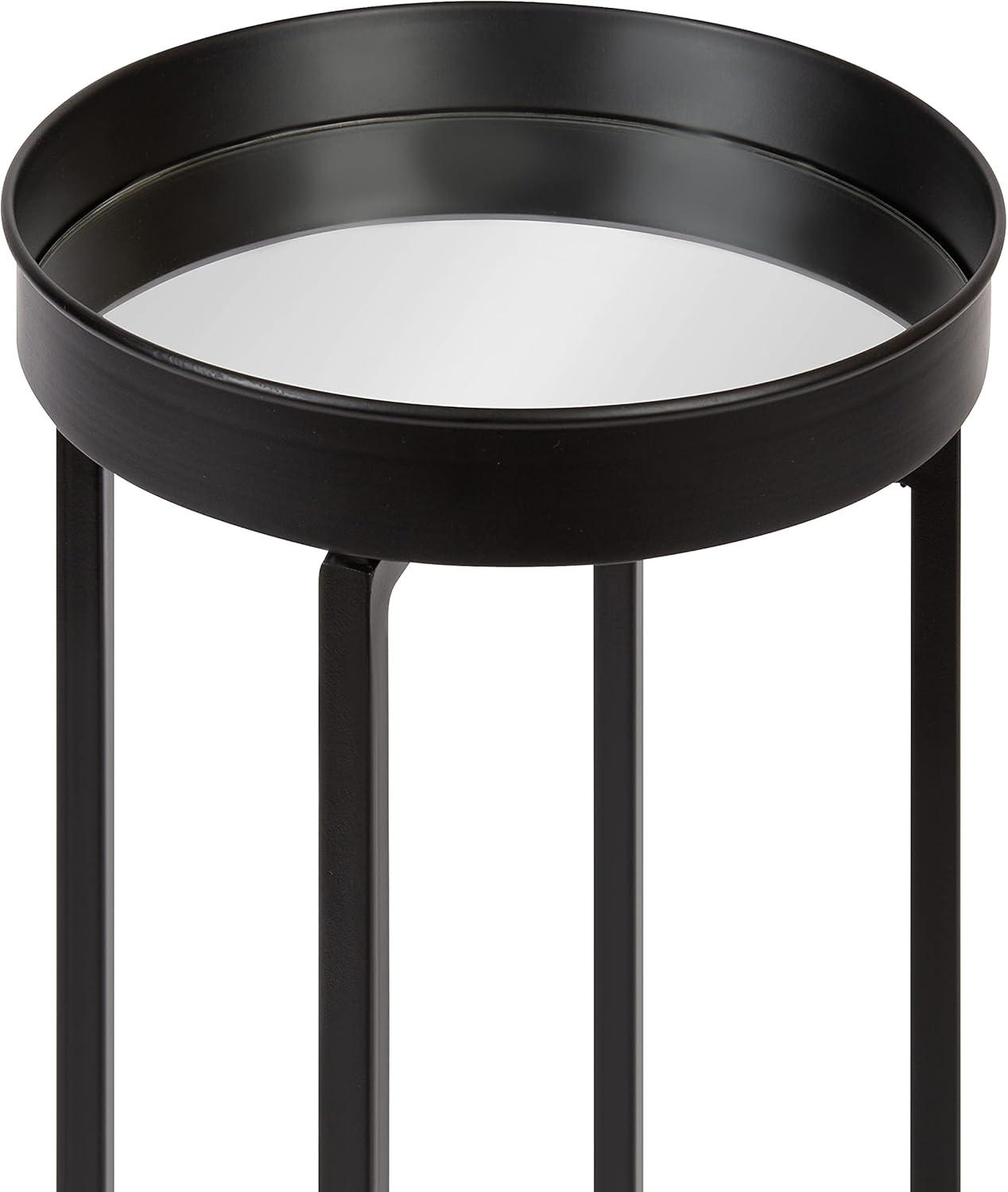 Kate and Laurel Celia Round Metal Nesting Table, 2 Piece, Black