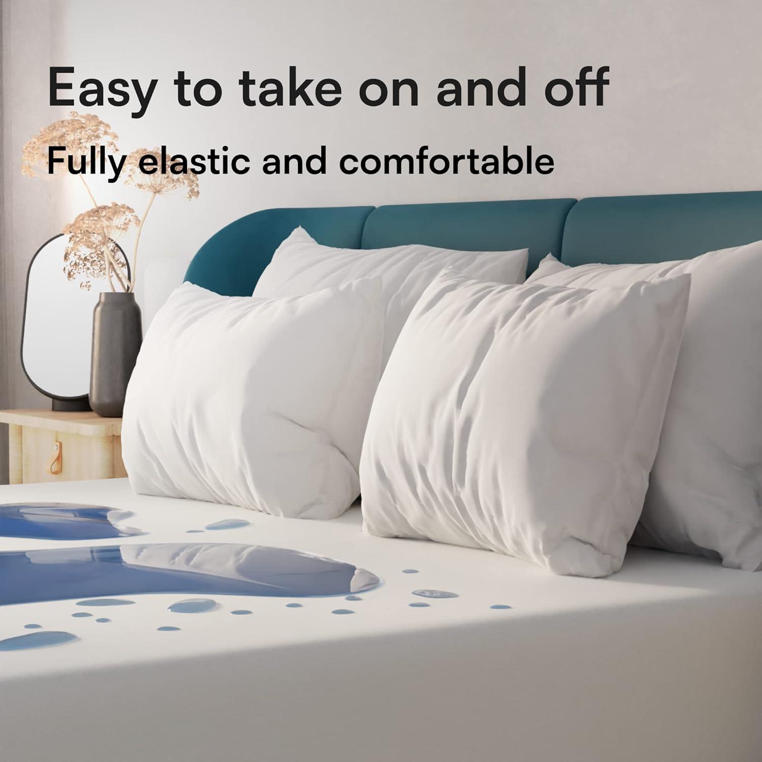 Niagara Sleep Solution Queen Waterproof Mattress Pad Protector Cover Deep Pocket 60x80 Breathable Bed Pillow