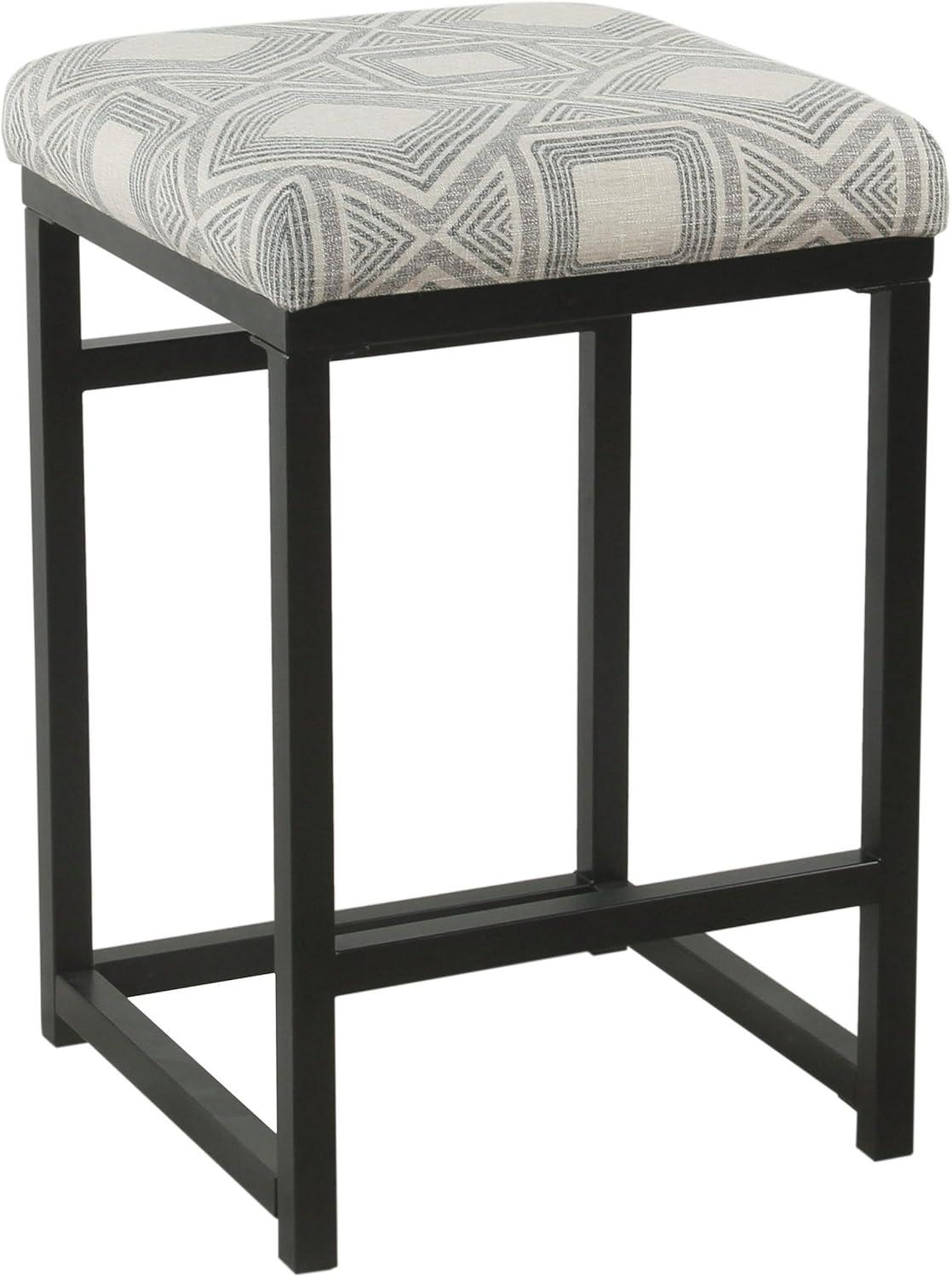 24" Open Back Metal Counter Height Barstool Charcoal - HomePop: Upholstered, Powder-Coated, 250lb Capacity