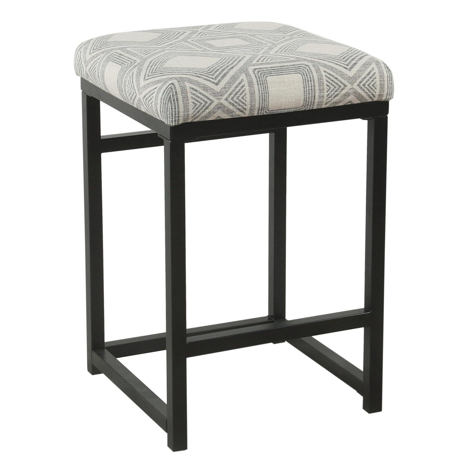 24" Open Back Metal Counter Height Barstool Charcoal - HomePop: Upholstered, Powder-Coated, 250lb Capacity