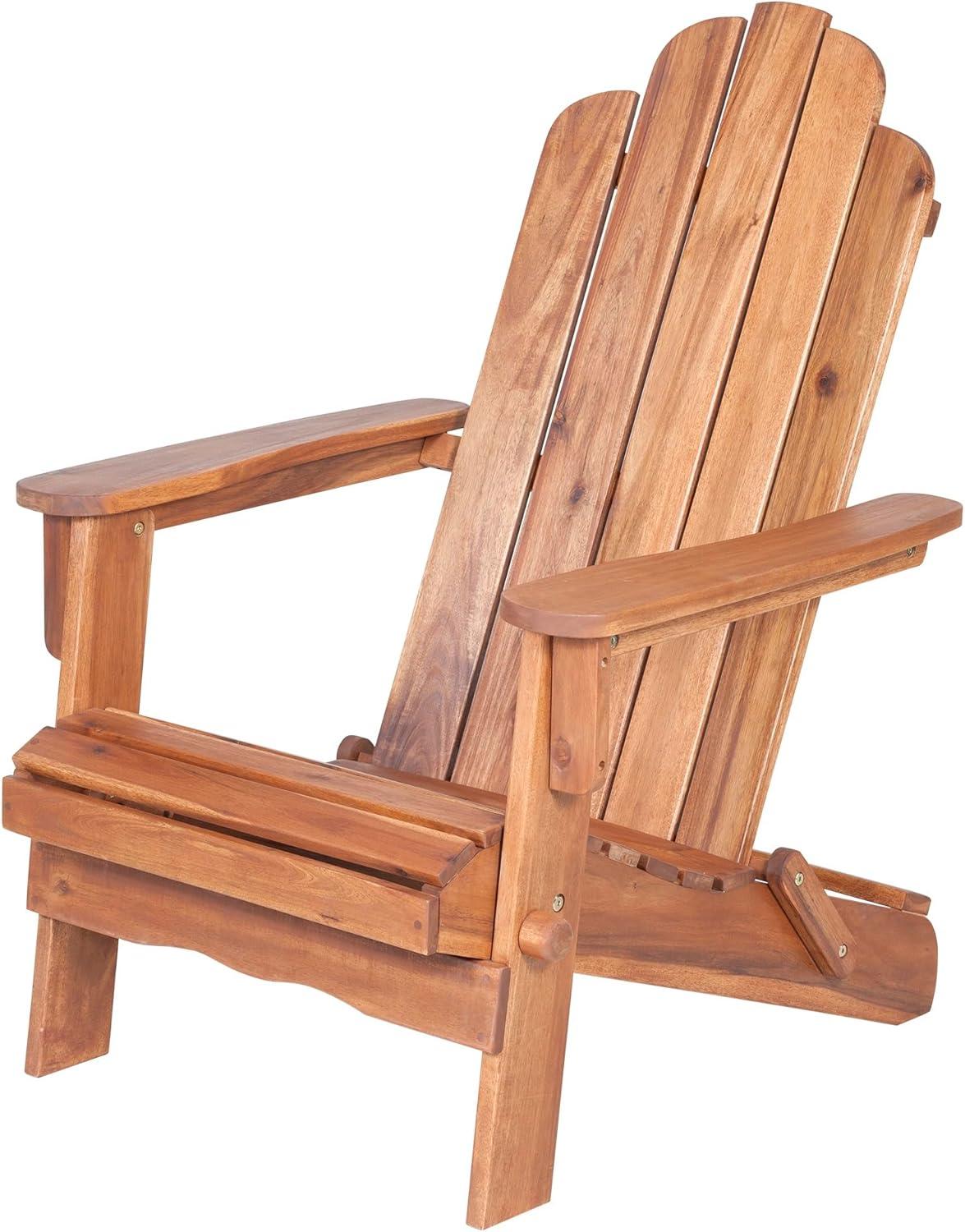 Dark Brown Acacia Wood Foldable Adirondack Outdoor Chair