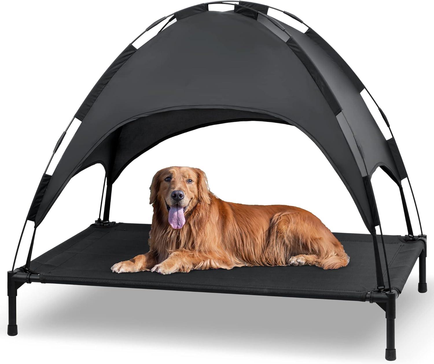 Tucker Murphy Pet™ Elevated Dog Bed With Canopy, Outdoor Dog Cot With Removable Canopy Shade Tent, Raised Pet Cot