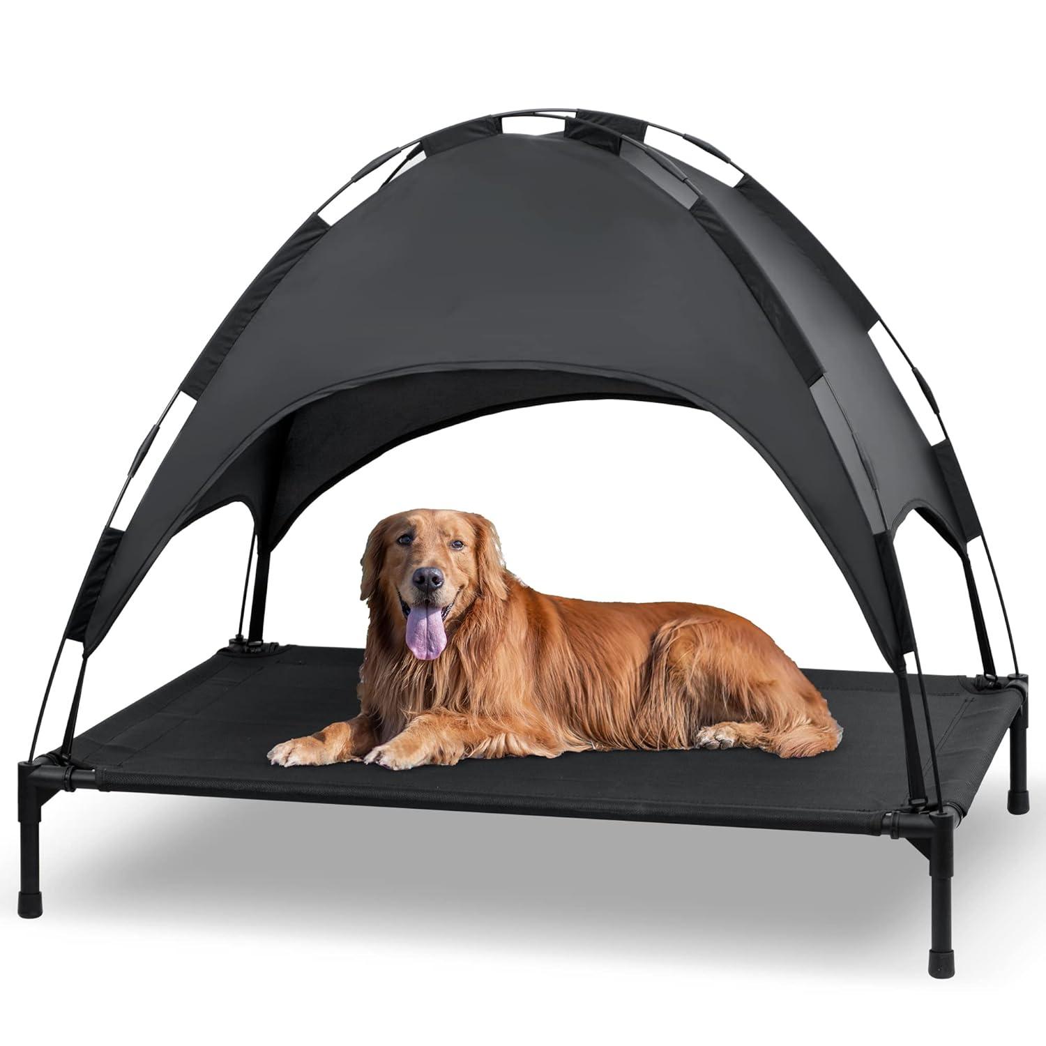 Tucker Murphy Pet™ Elevated Dog Bed With Canopy, Outdoor Dog Cot With Removable Canopy Shade Tent, Raised Pet Cot