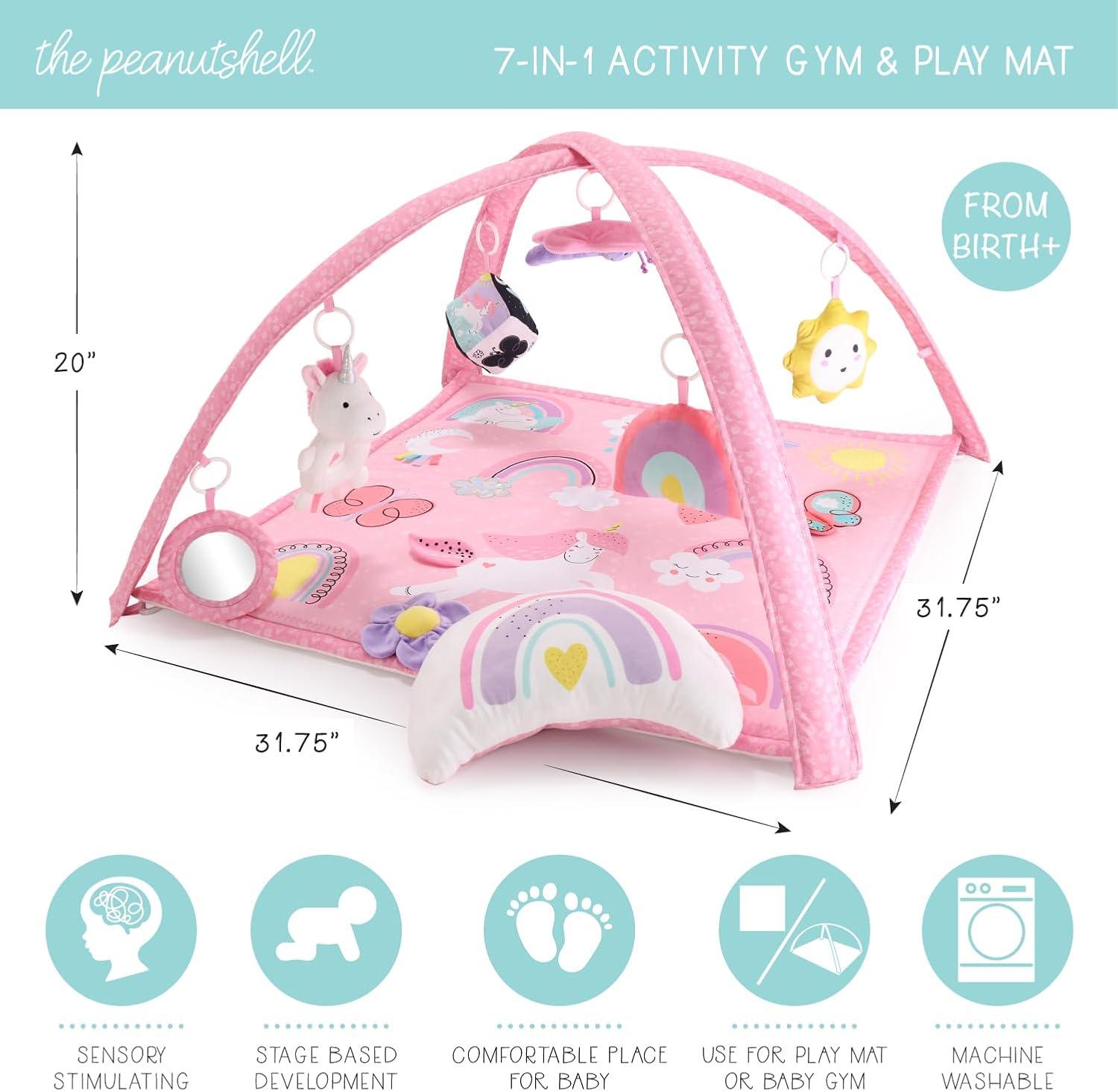 The Peanutshell Rainbow Paradise 7-in-1 Activity Gym & Play Mat for Baby