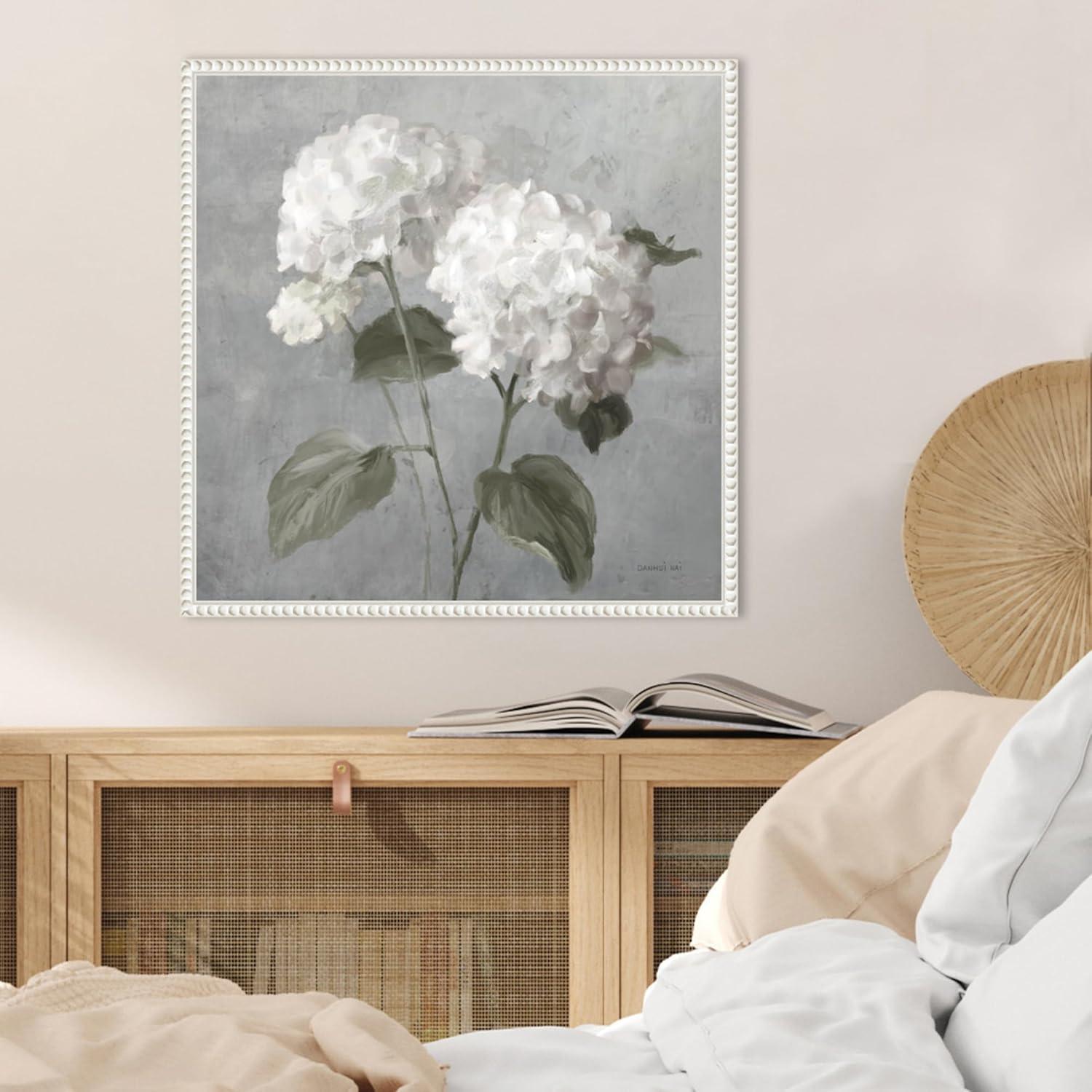 Amanti Art White Hydrangeas by Danhui Nai Framed Canvas Wall Art