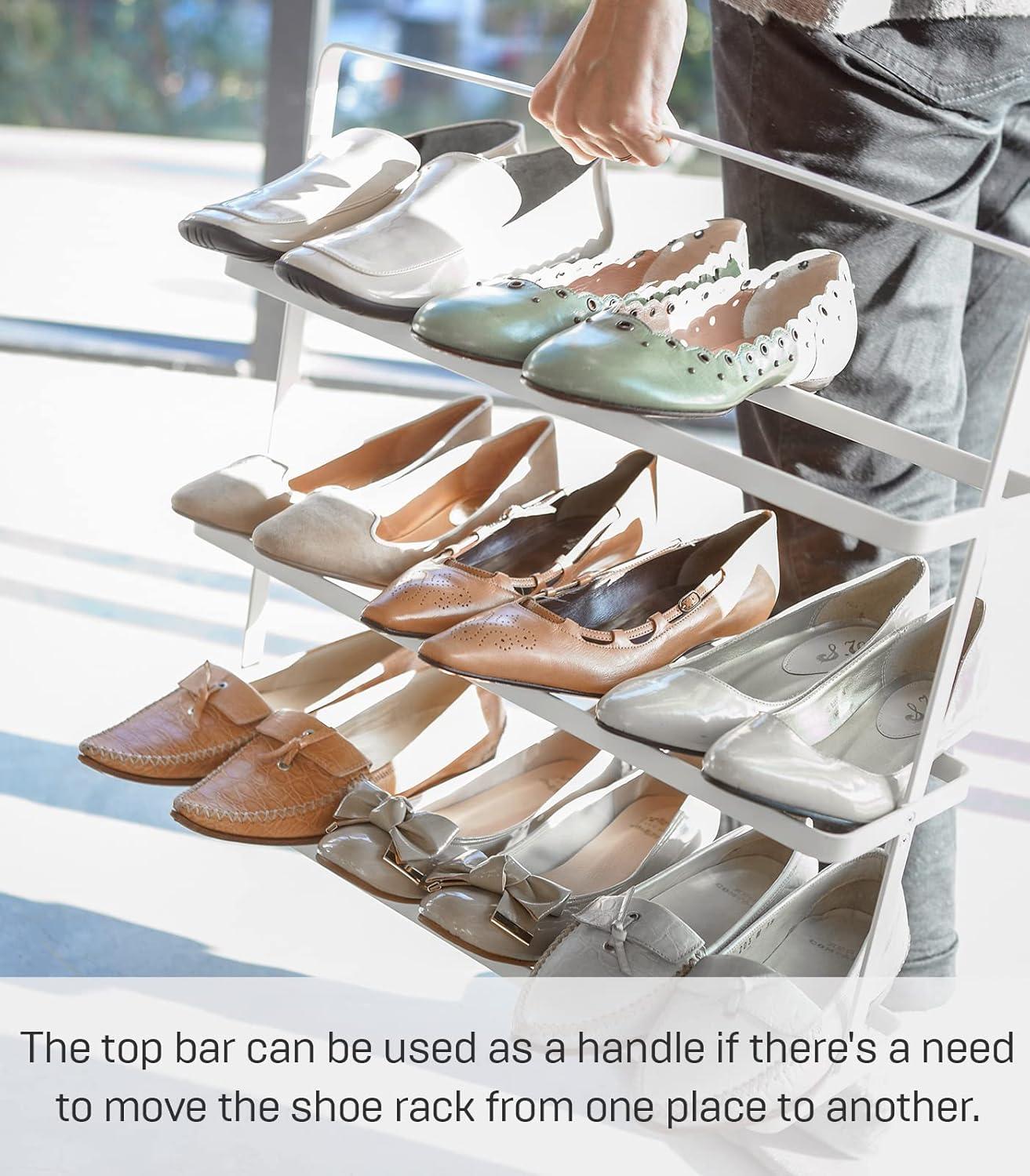 Compact Modern White Steel 3-Tier Shoe Rack