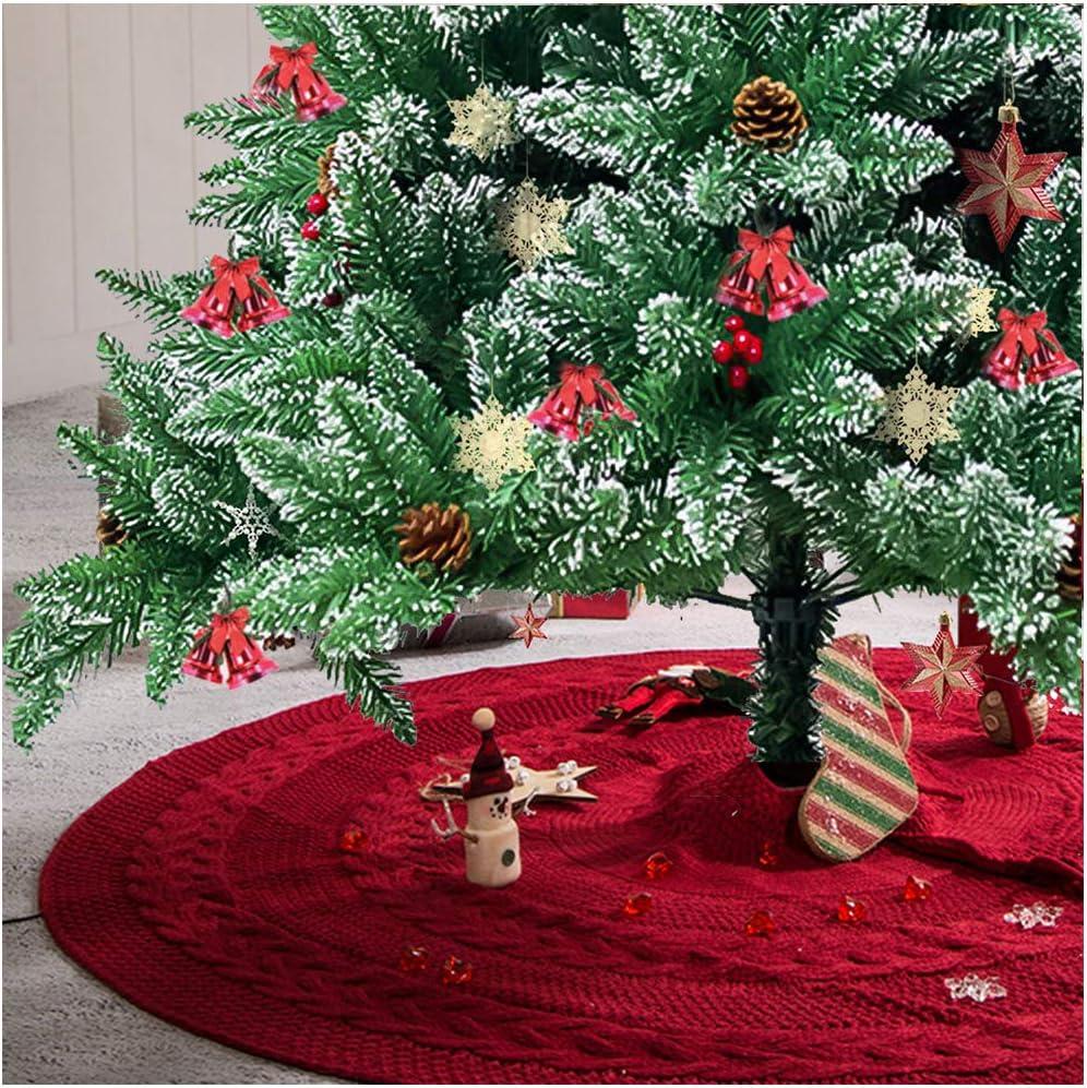 Classic Red Knitted Christmas Tree Skirt, 52 Inches