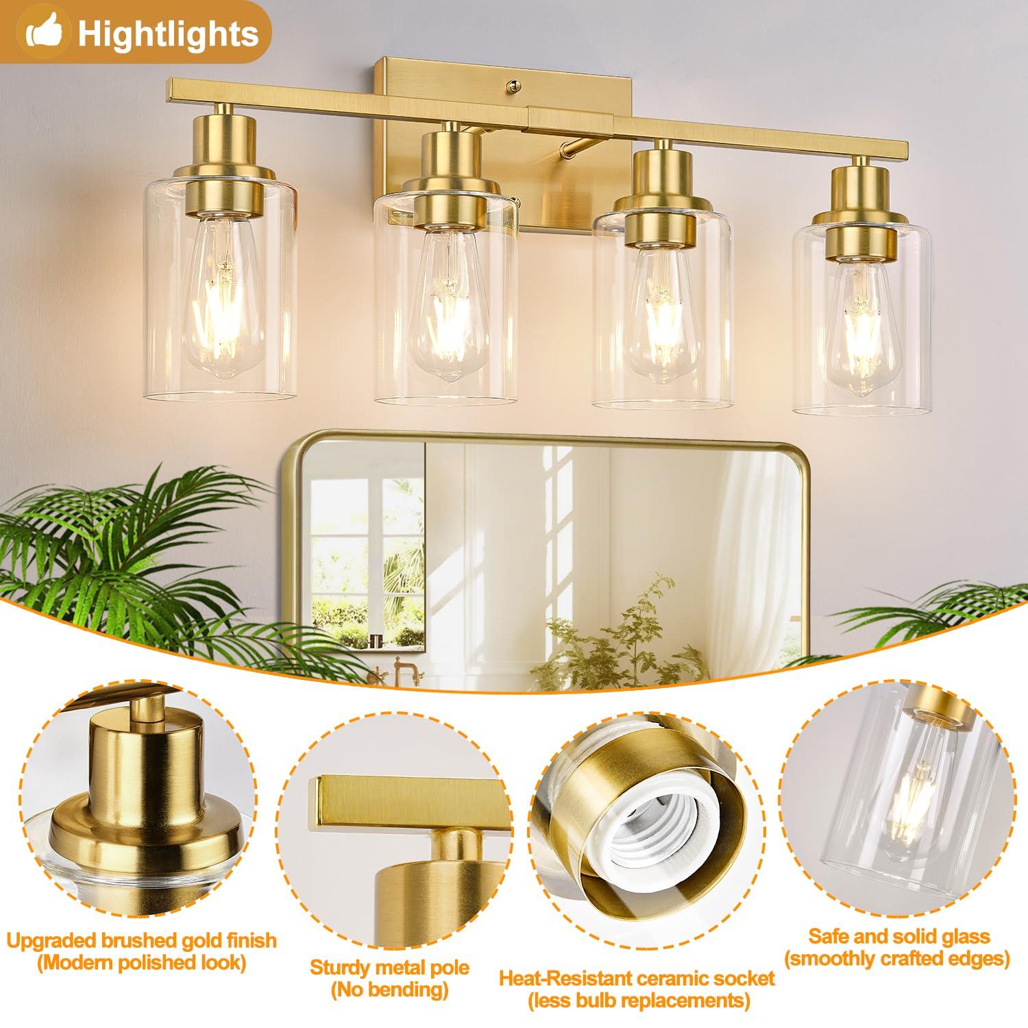 4 - Light Dimmable Vanity Light Mirror Headlights
