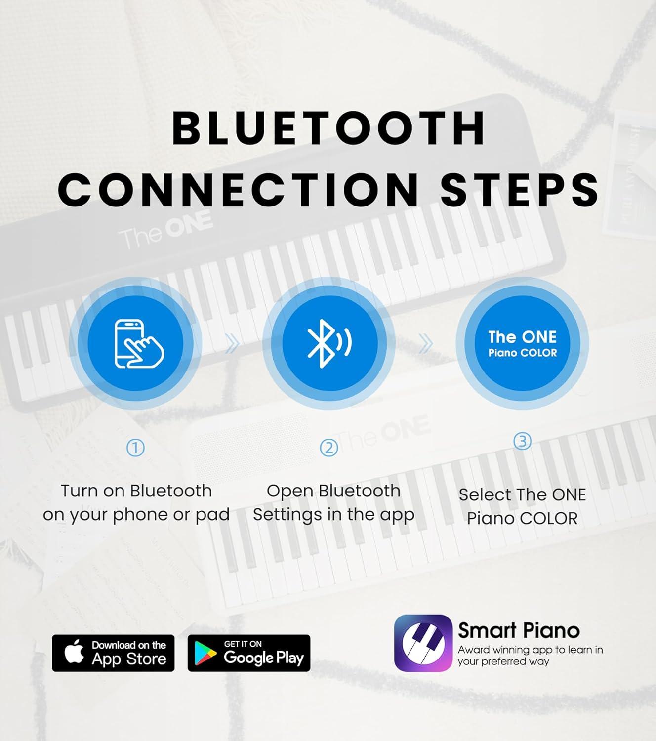 The ONE Smart Keyboard COLOR 61 Lighted Keys Piano Keyboard, Electric Piano for Beginners with 256 Tones, 64 Polyphony, Built-in LED Lights & Apps, Supports USB MIDI/Headphones (Purple)