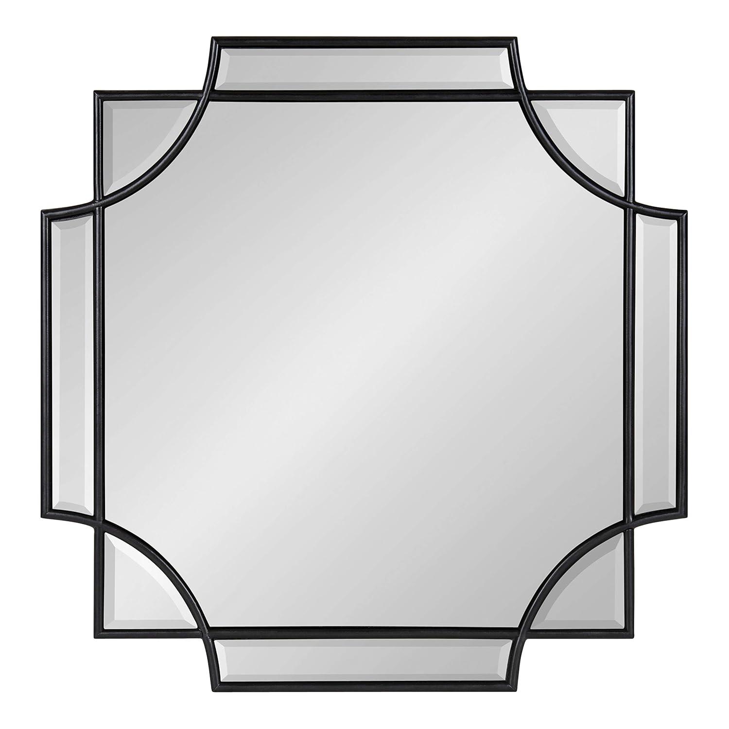 Kate and Laurel Minuette Glam Square Wall Mirror, 24" x 24", Black, Elegant Traditional Home Decor With A Boho Charm