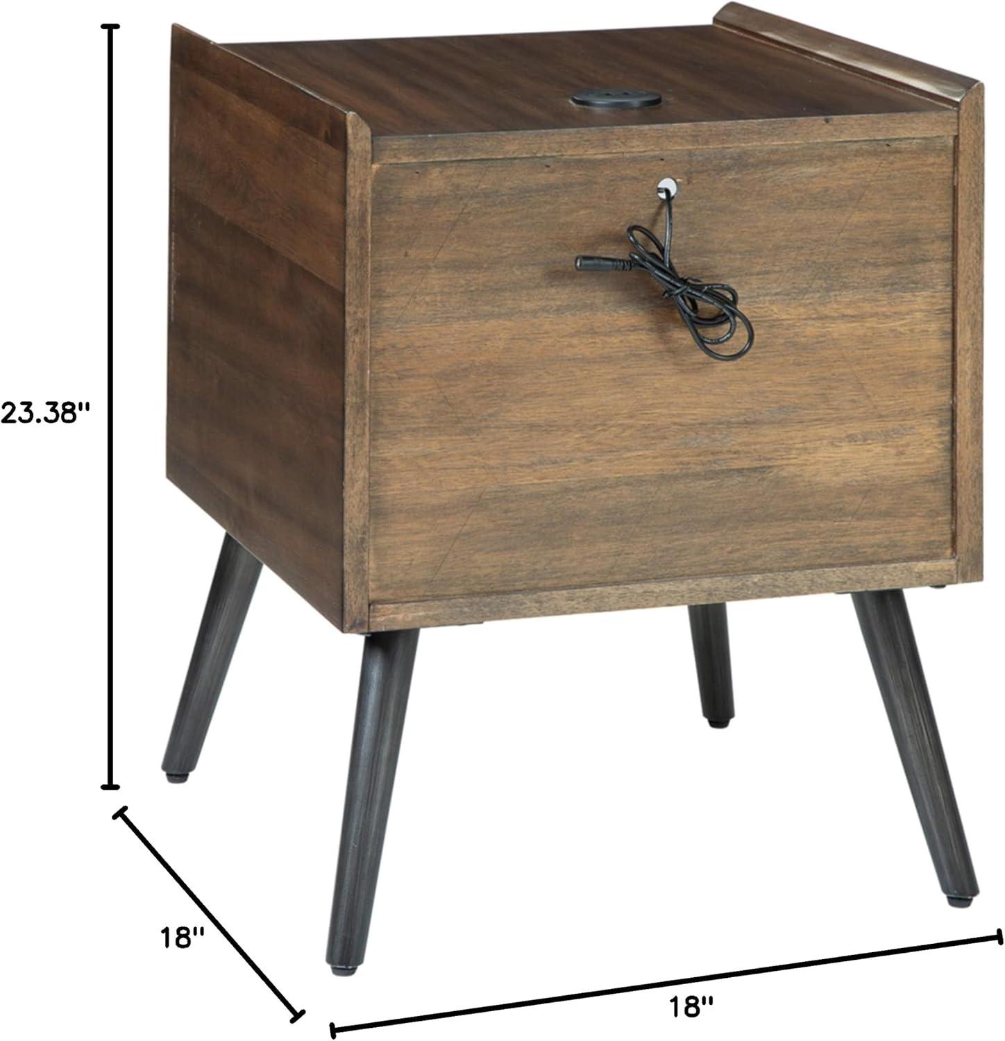 Calmoni Contemporary Black-Brown Square End Table with Storage