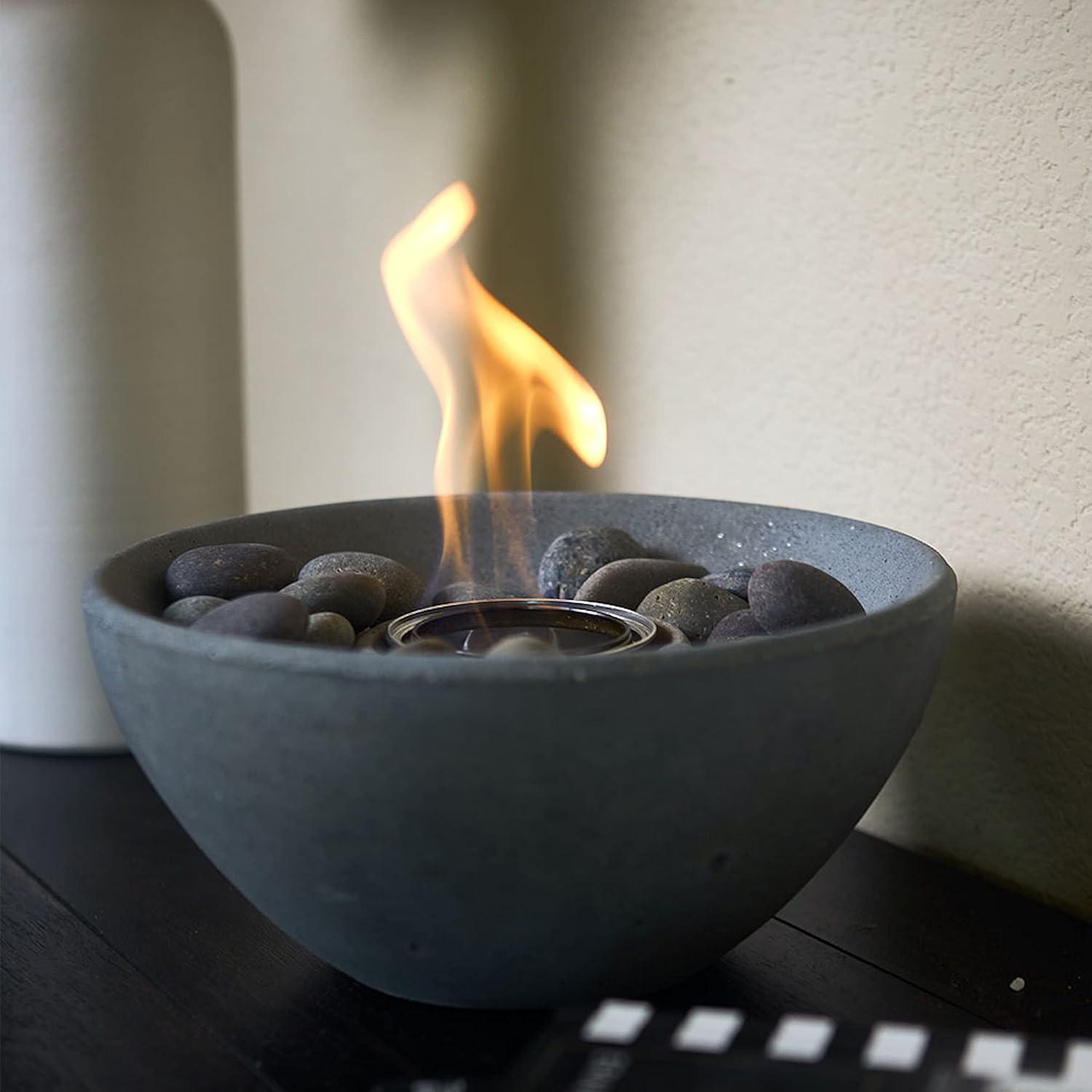 TerraFlame Geo Table Top Fire Bowl Gel Fuel - Stone Cast - Sand