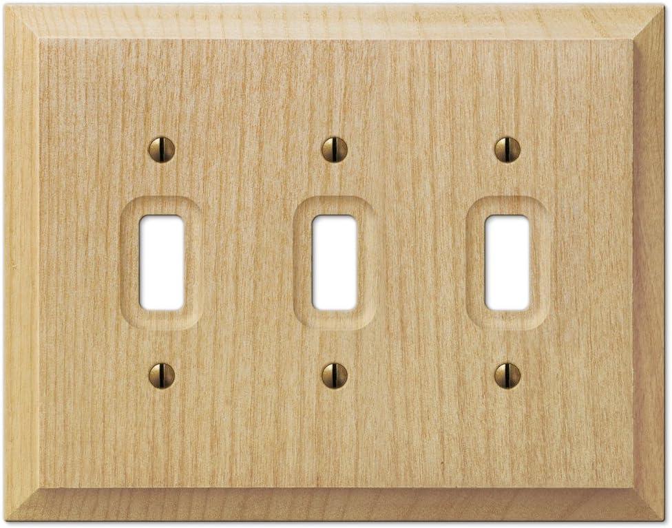 Unfinished Alder Wood Triple Toggle Switch Plate