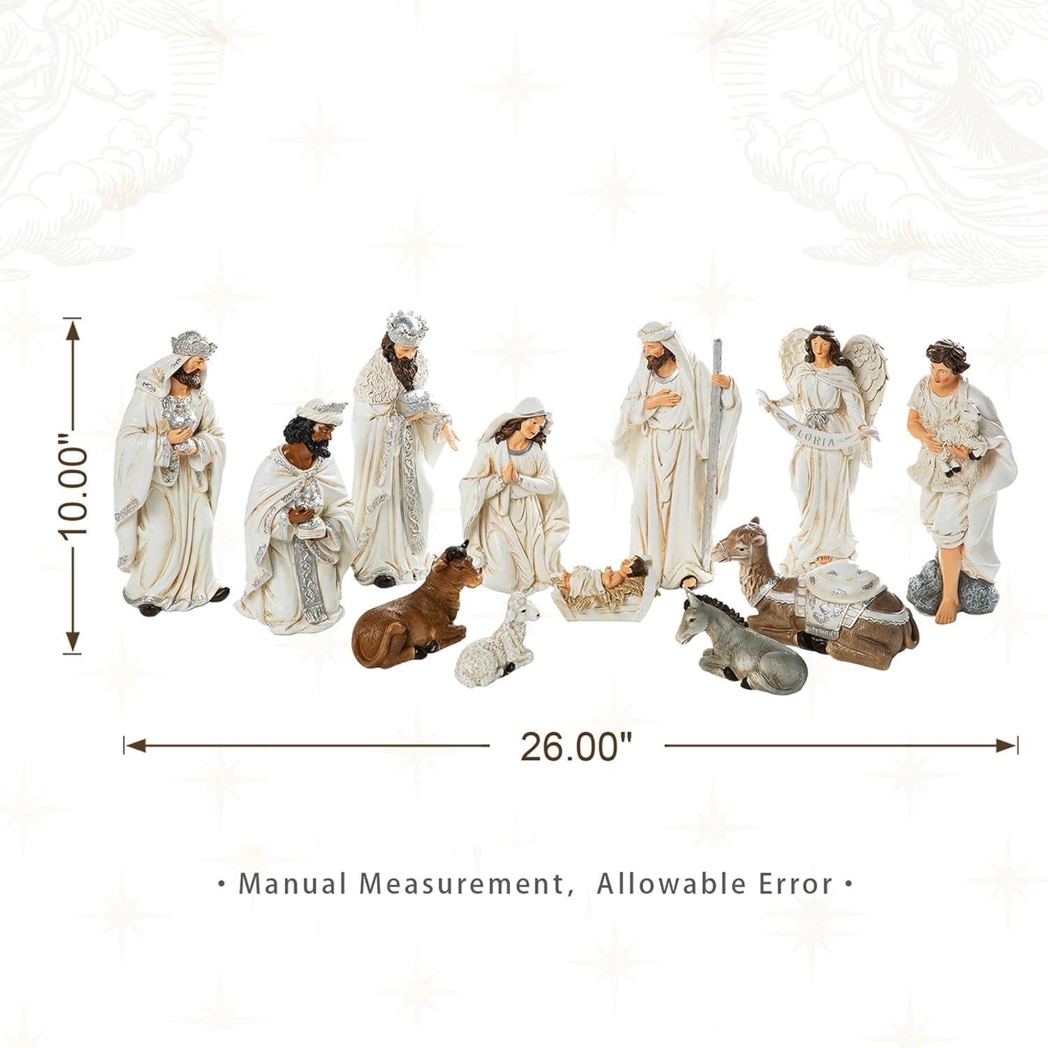 Glitzhome-Glitzhome 12 Piece Resin Nativity Figurine Set