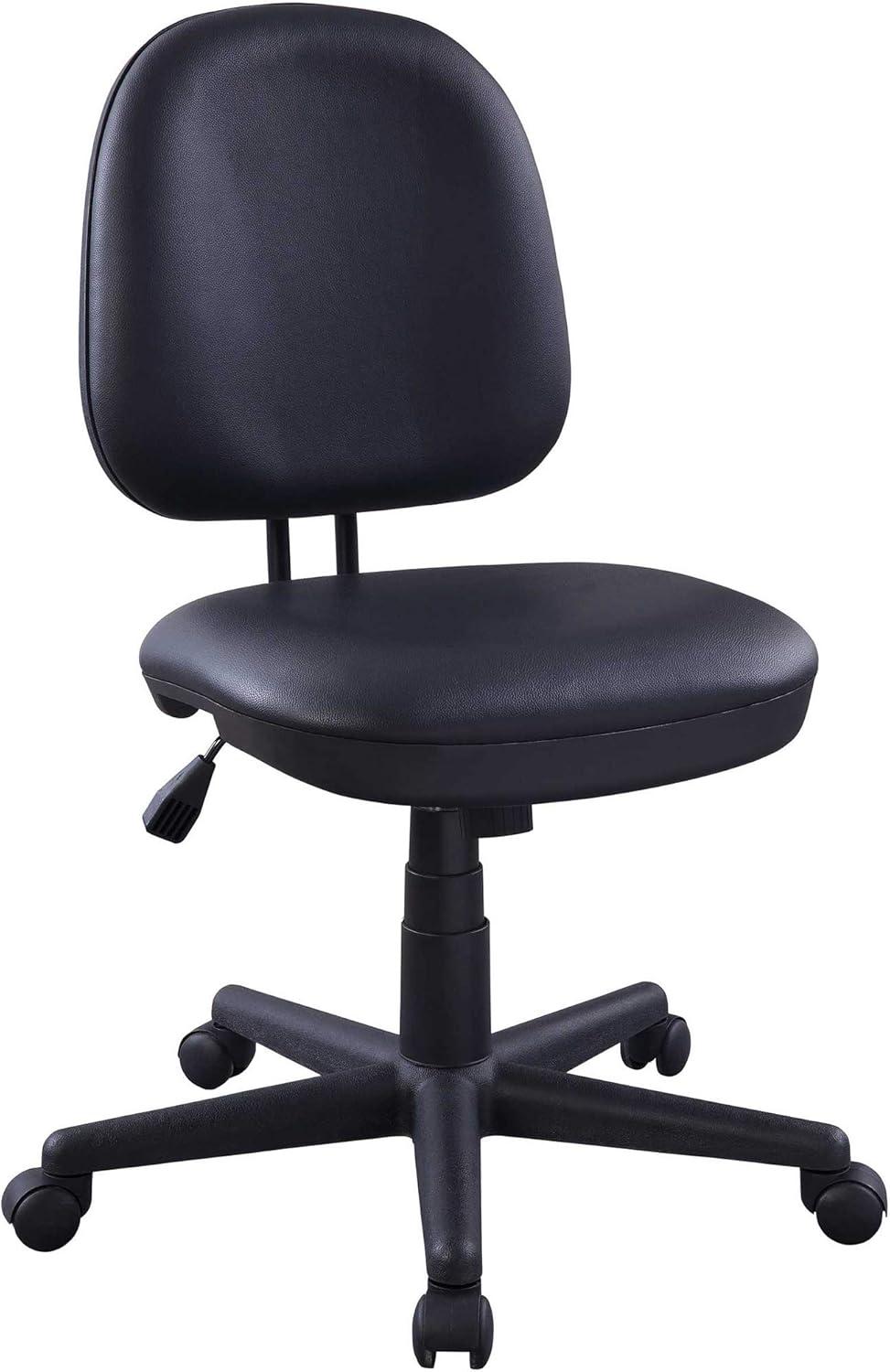 Modern Black Vinyl Task Chair with Contoured Comfort