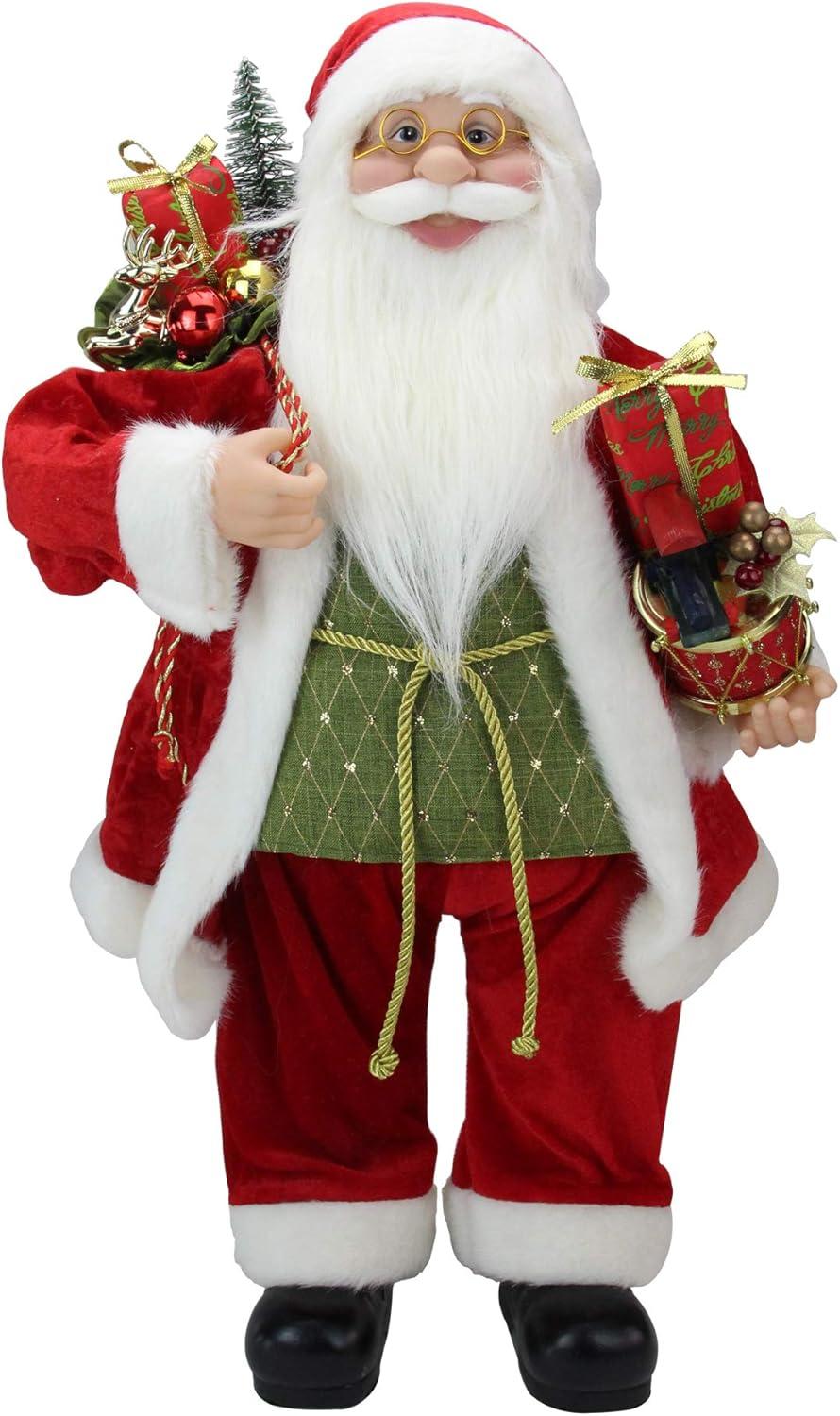 24" Red and White Santa Claus with Presents and Drum Christmas Figure