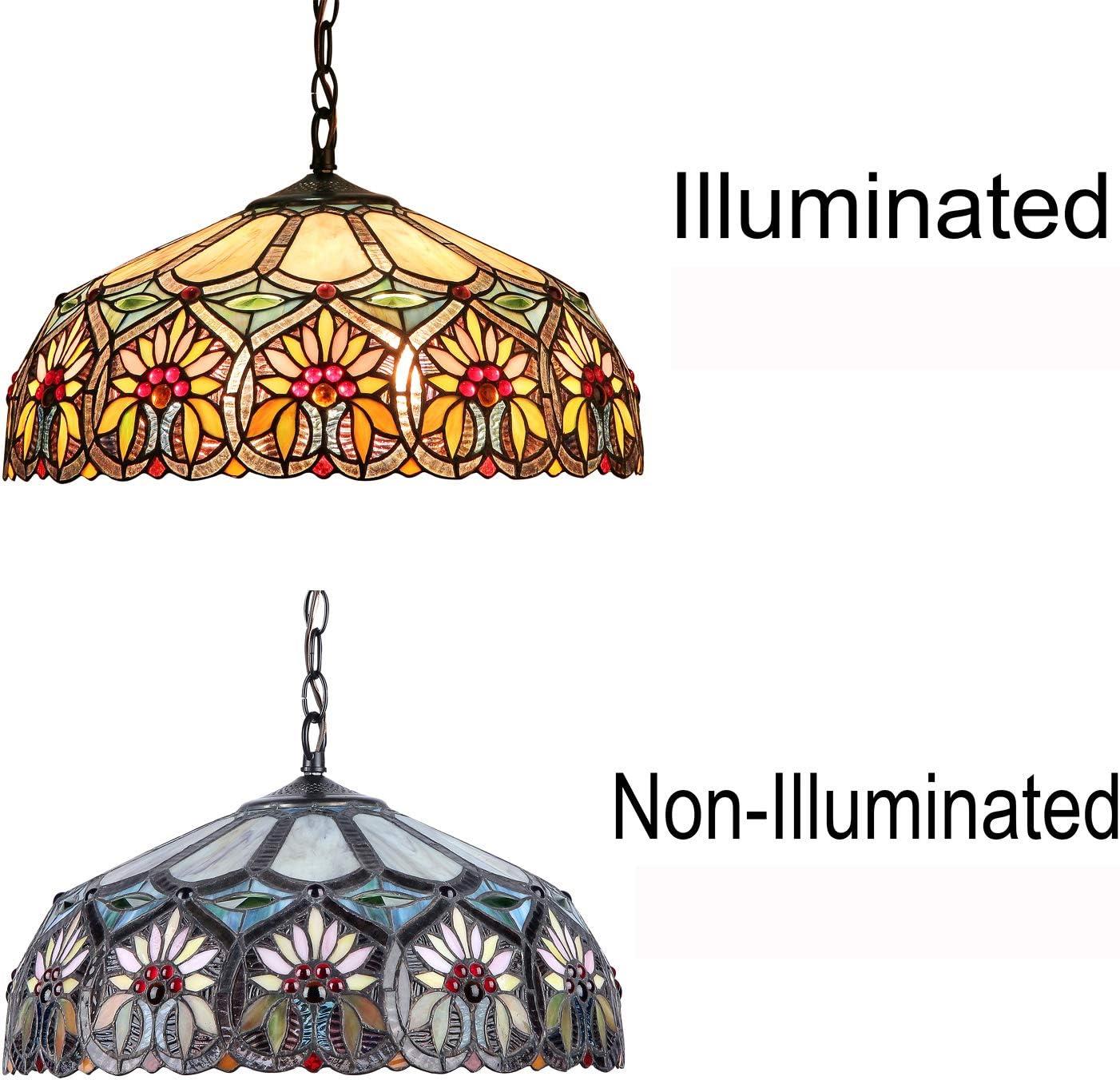 RADIANCE Goods Tiffany-Style 2 Light Floral Ceiling Pendant Fixture 18" Shade