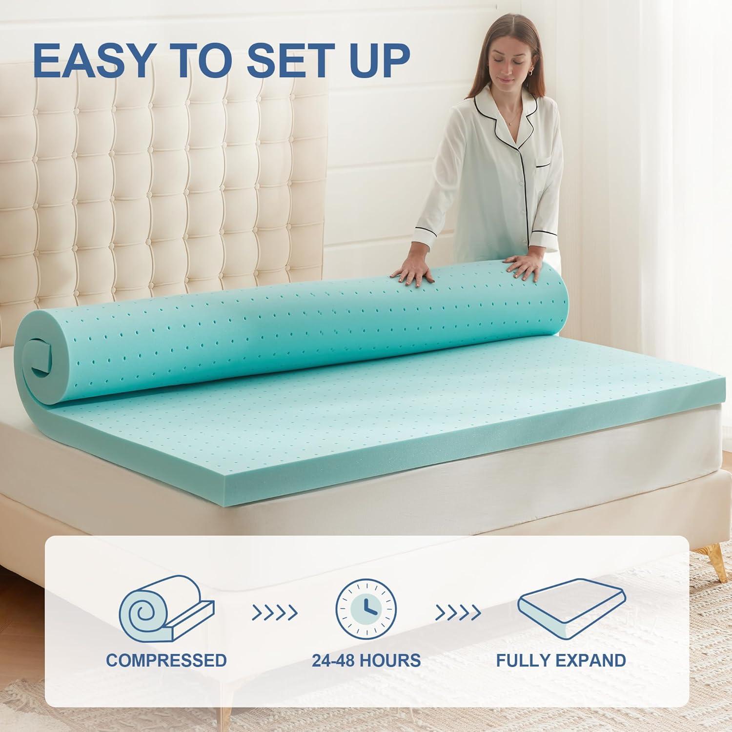 Full Blue Gel Memory Foam Mattress Topper