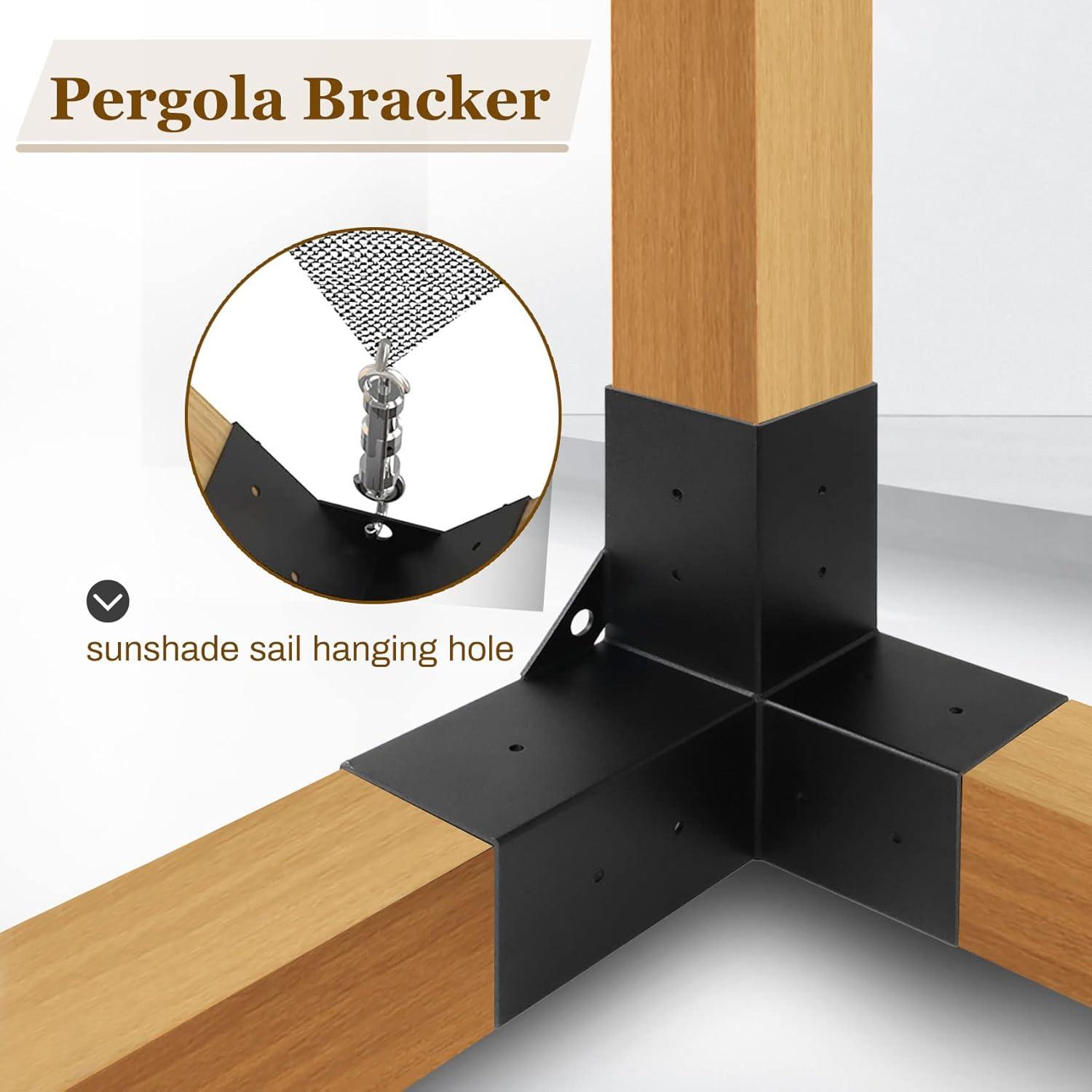 Black Alloy Steel 4x4 Waterproof Pergola Bracket Kit