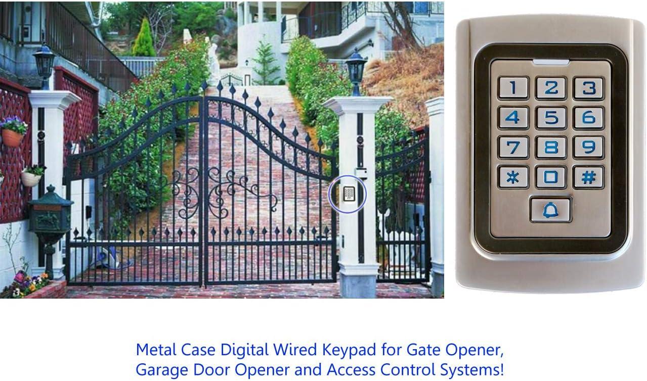 IP68 Waterproof Universal 12V 24VDC Metal Case Digital Wired Keypad for Garage Door, Gate Opener and Access Control Systems